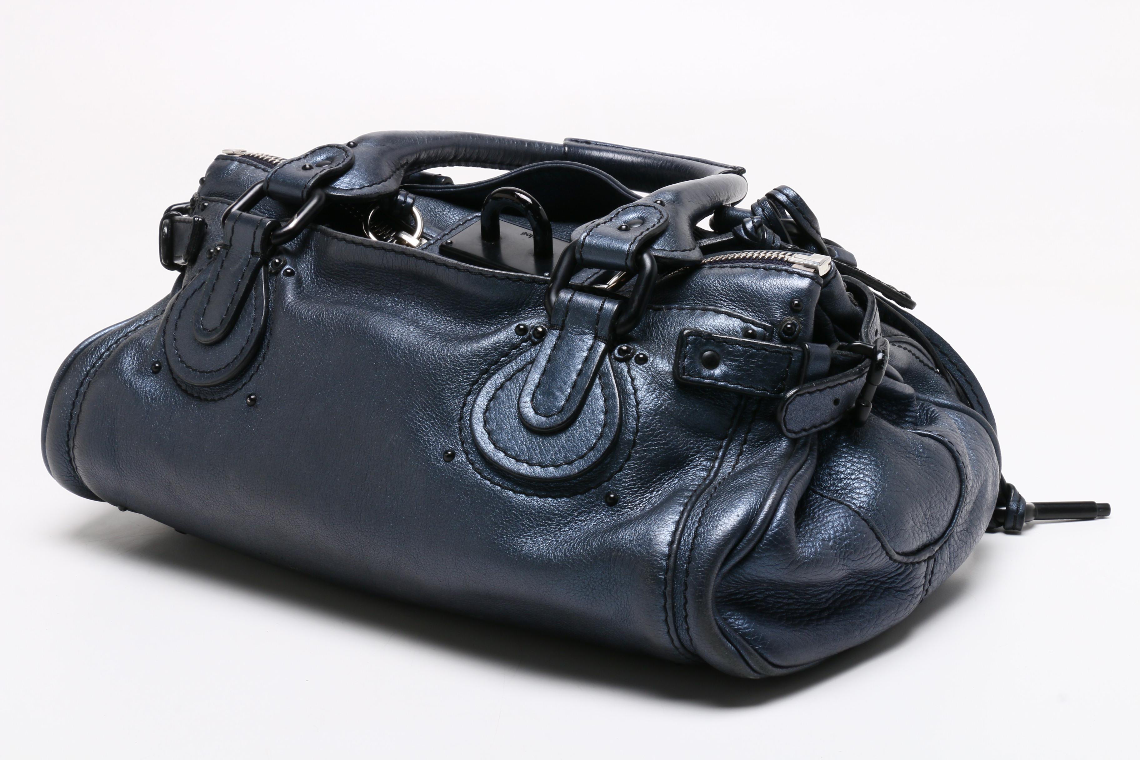 Chloé Metallic Blue Leather Paddington Satchel