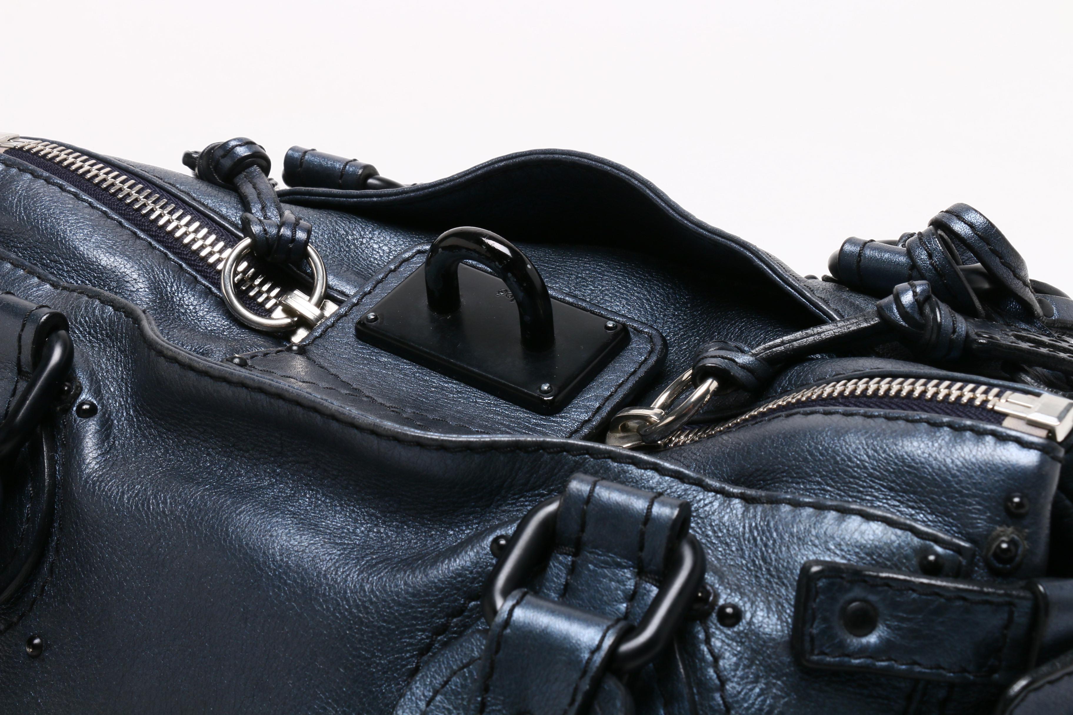 Chloé Metallic Blue Leather Paddington Satchel