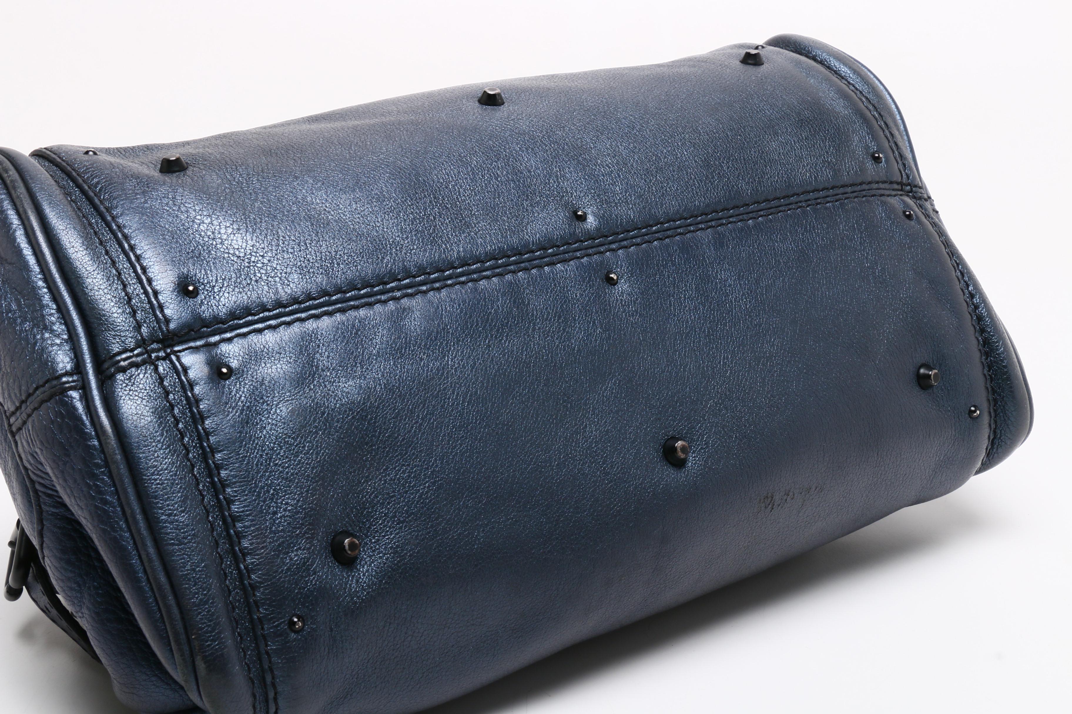 Chloé Metallic Blue Leather Paddington Satchel