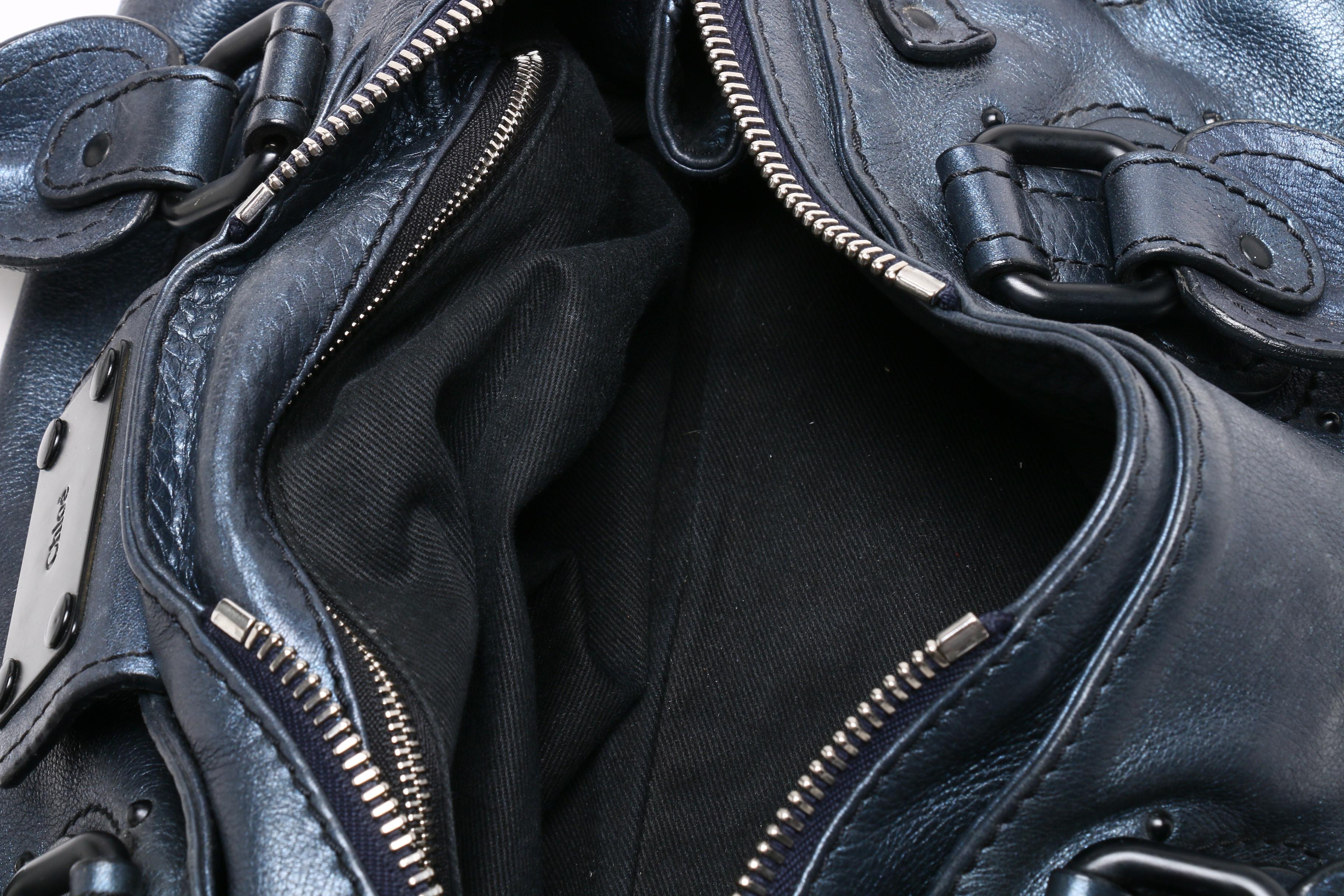 Chloé Metallic Blue Leather Paddington Satchel