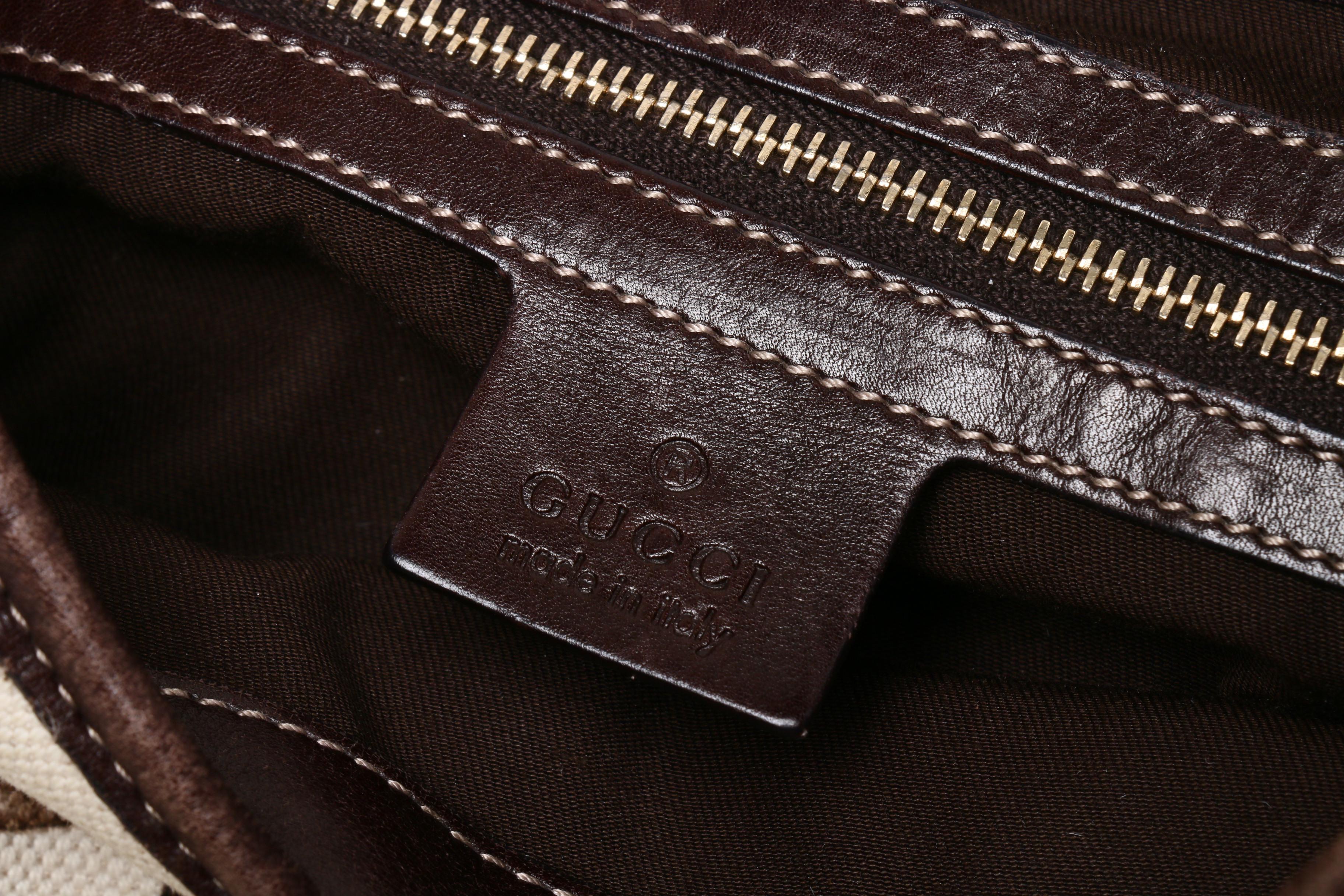 Gucci Canvas Bamboo Horsebit Print Jackie Hobo Bag