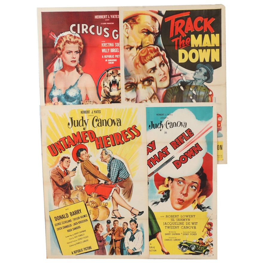 1950s Movie Posters including "Circus Girl" and "Untamed Heiress"