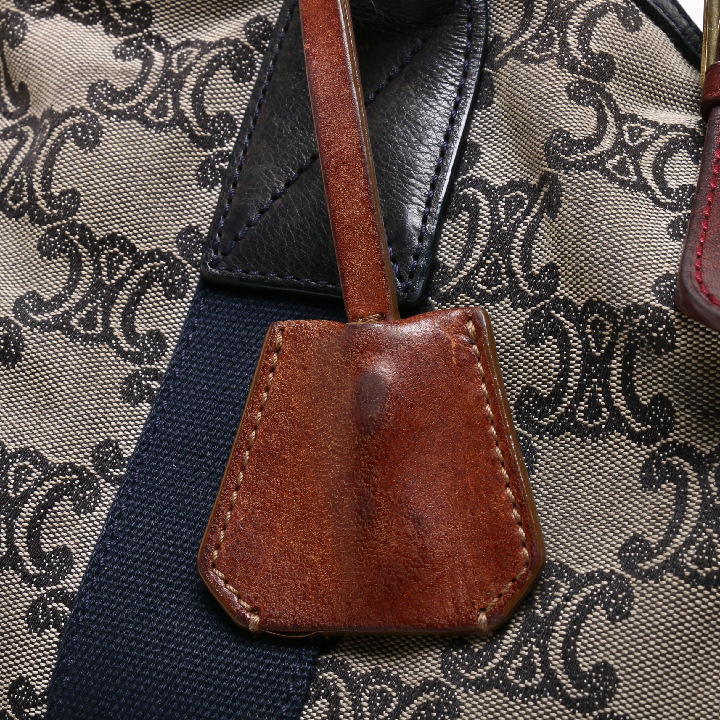 Céline Monogram Canvas Tote Bag Trimmed in Leather