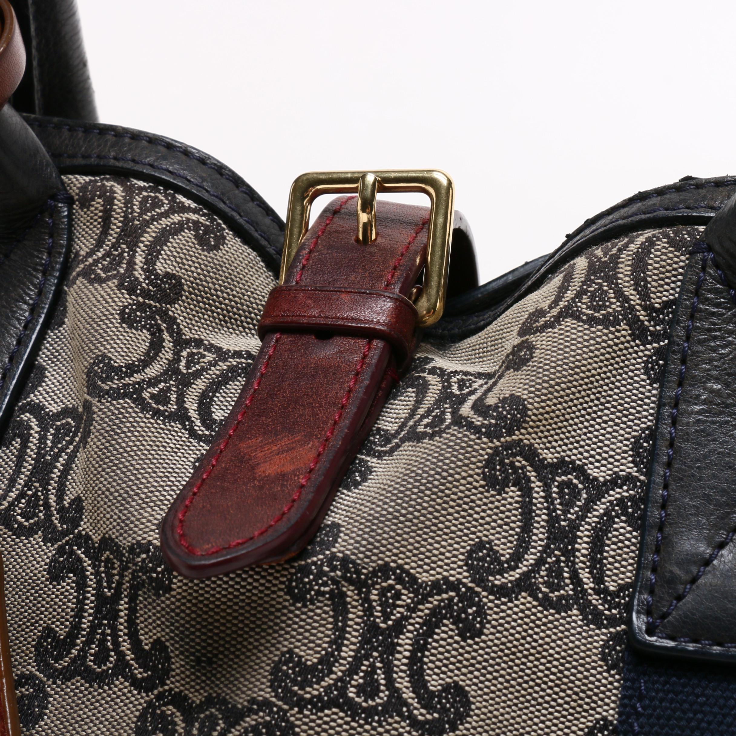 Céline Monogram Canvas Tote Bag Trimmed in Leather