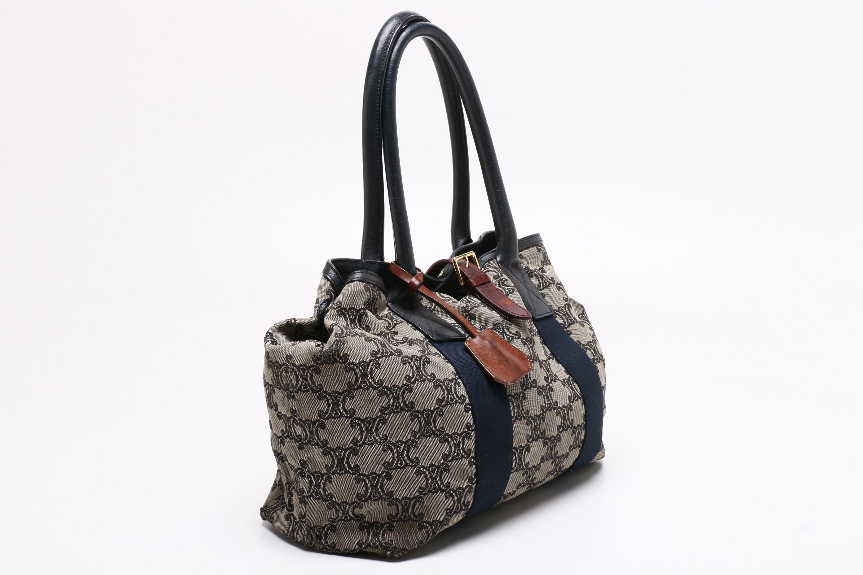 Céline Monogram Canvas Tote Bag Trimmed in Leather