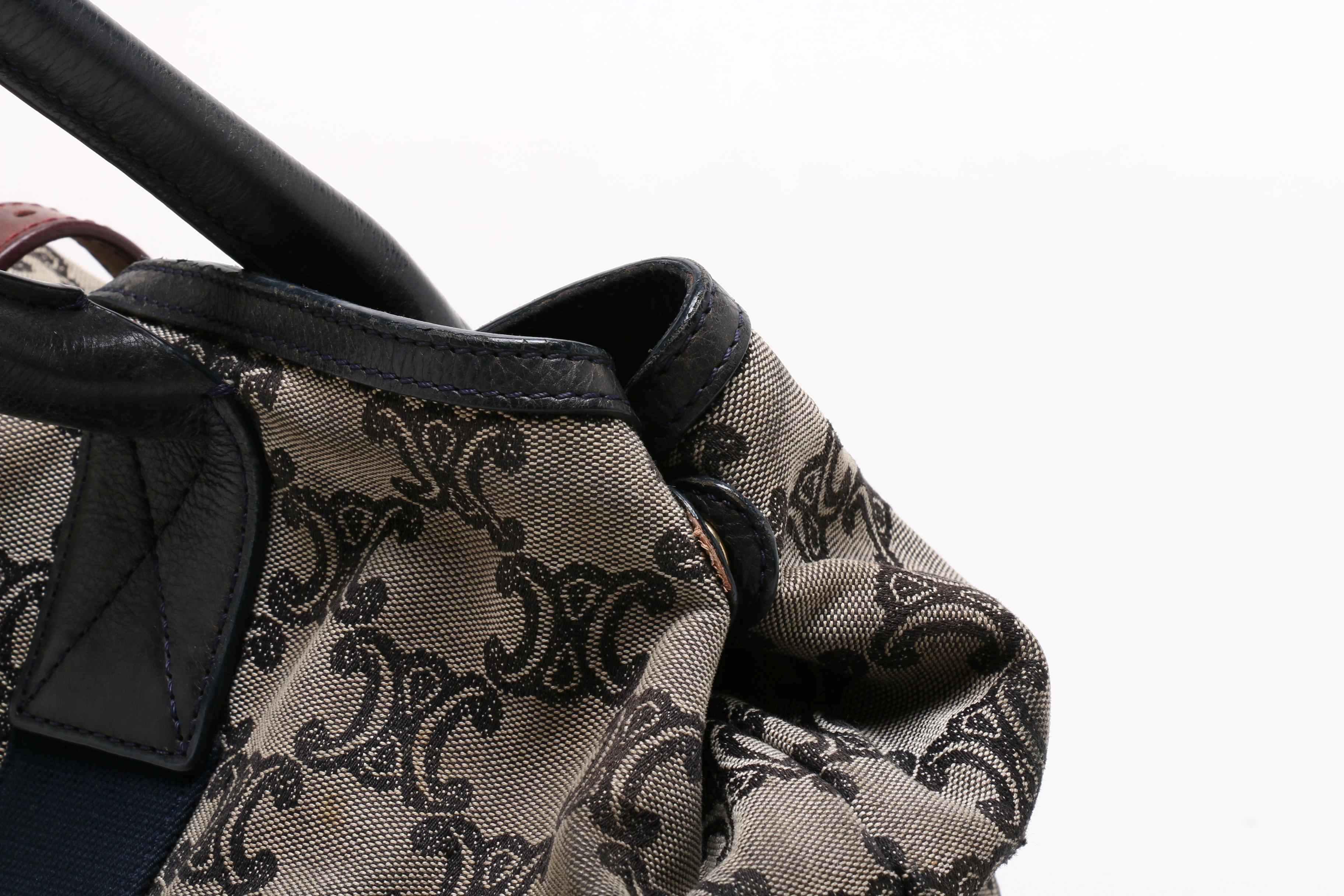 Céline Monogram Canvas Tote Bag Trimmed in Leather