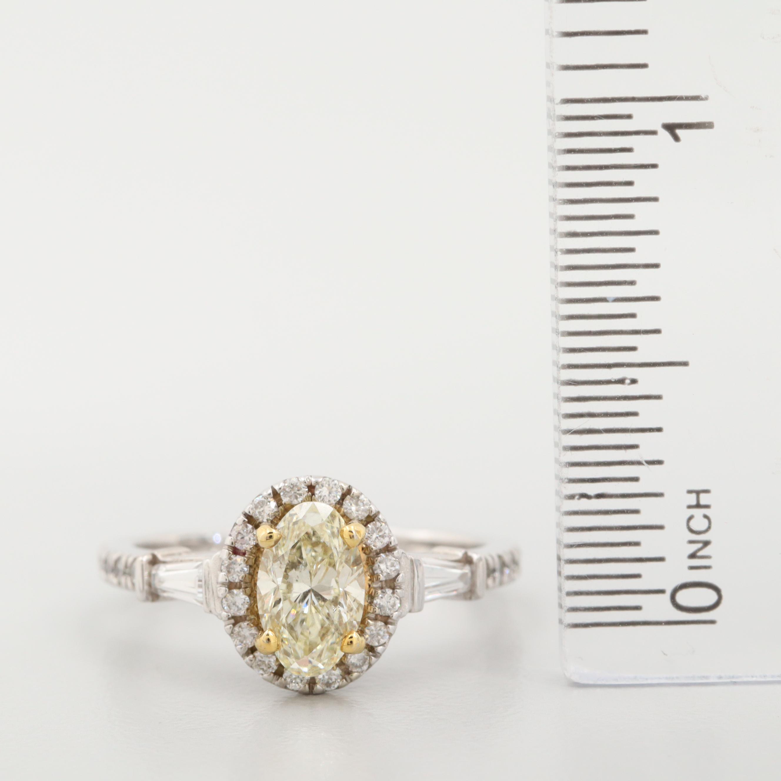 14K White Gold 1.48 CTW Diamond Ring with Yellow Gold Accent