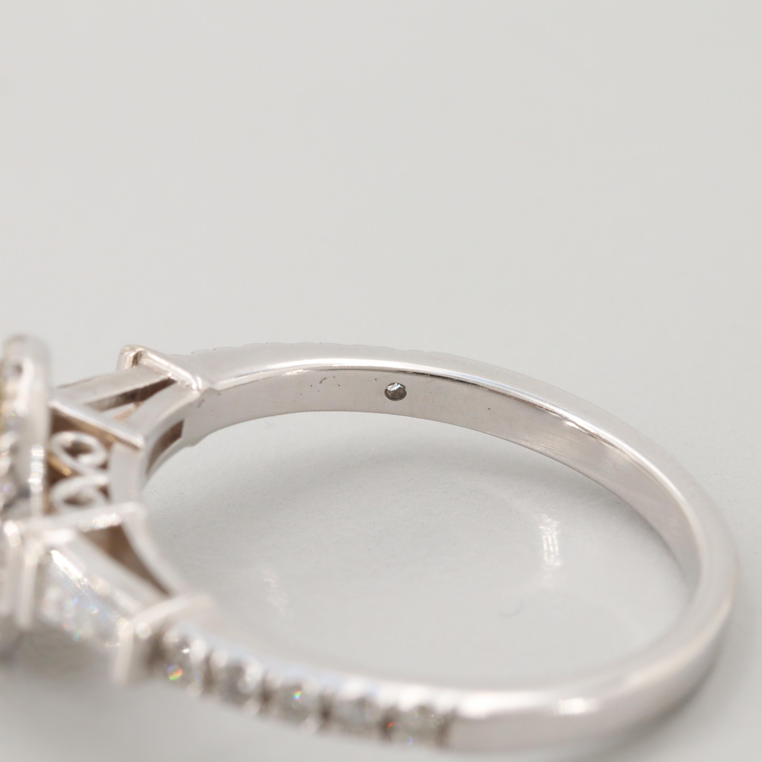 14K White Gold 1.48 CTW Diamond Ring with Yellow Gold Accent