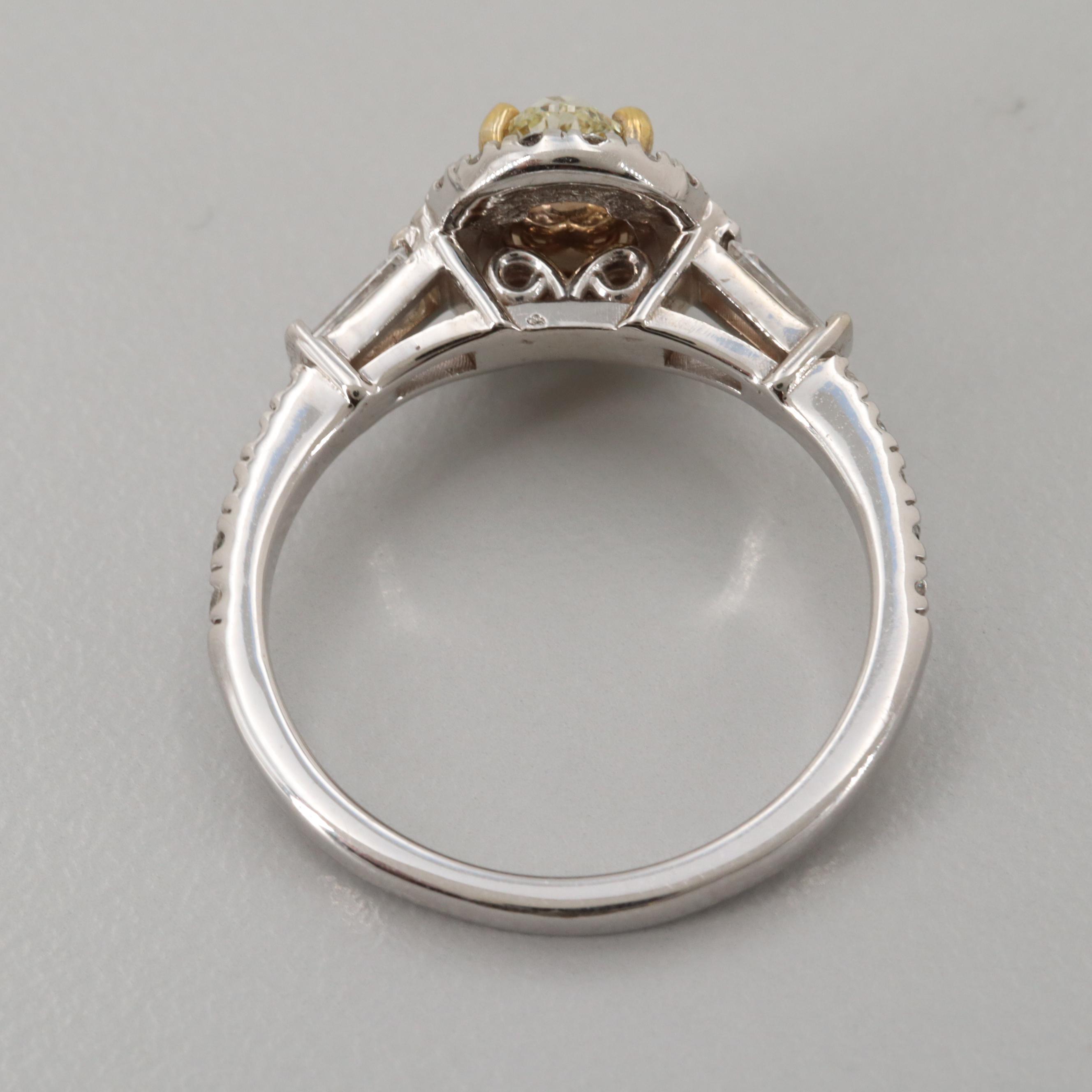 14K White Gold 1.48 CTW Diamond Ring with Yellow Gold Accent