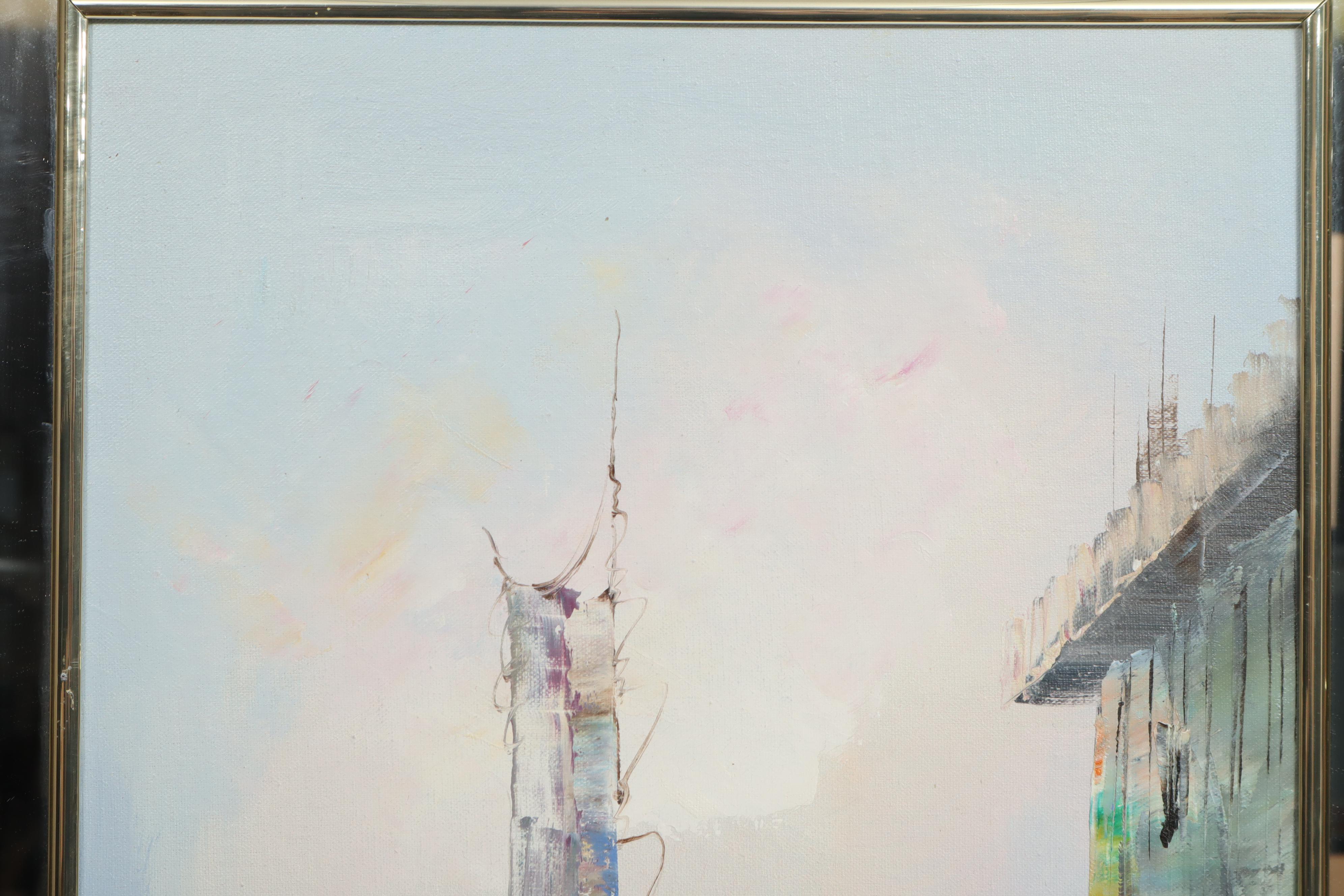 Thomas Oil Painting of a Harbor