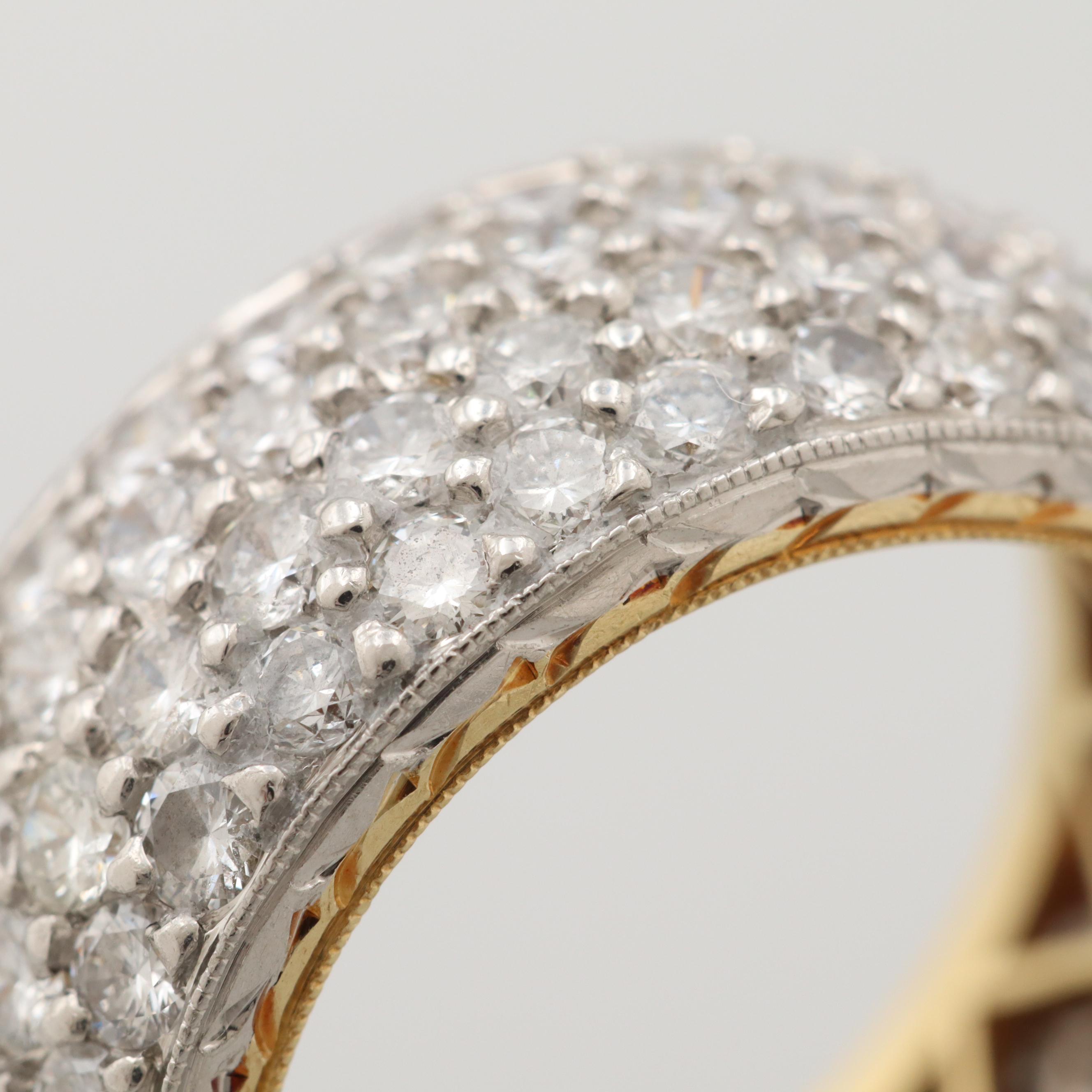 Platinum and 18K Yellow Gold 4.50 CTW Diamond Pavé Eternity Band