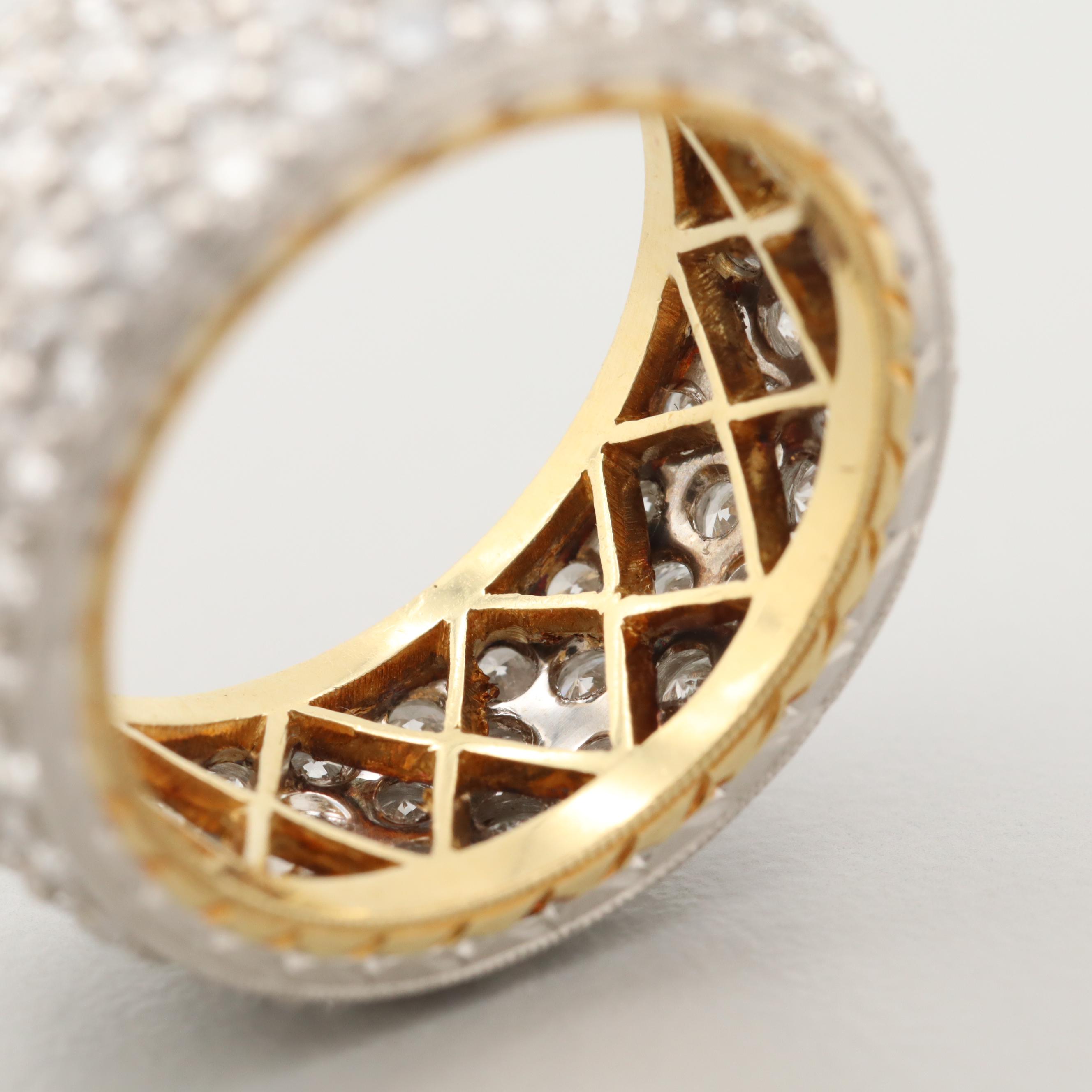 Platinum and 18K Yellow Gold 4.50 CTW Diamond Pavé Eternity Band