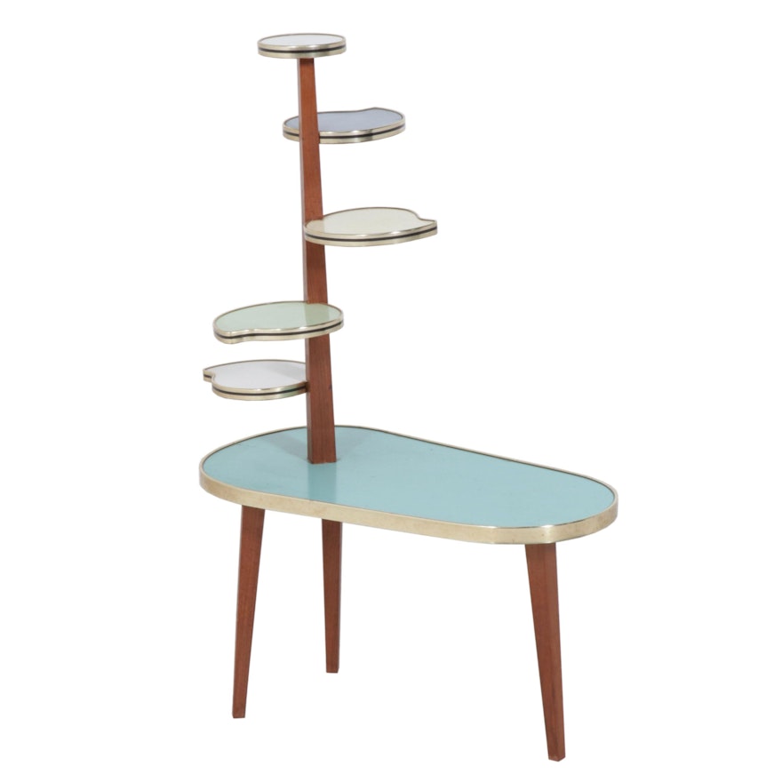 Mid Century Modern Wood and Laminate Multi-Tier Plant Stand, Mid-20th Century