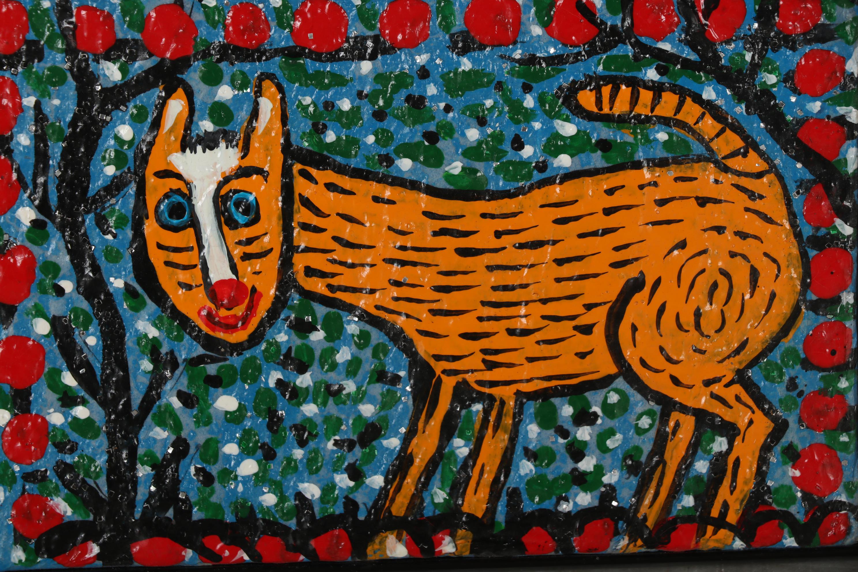 Geneva Beavers Acrylic Folk Painting "Dash", 1988