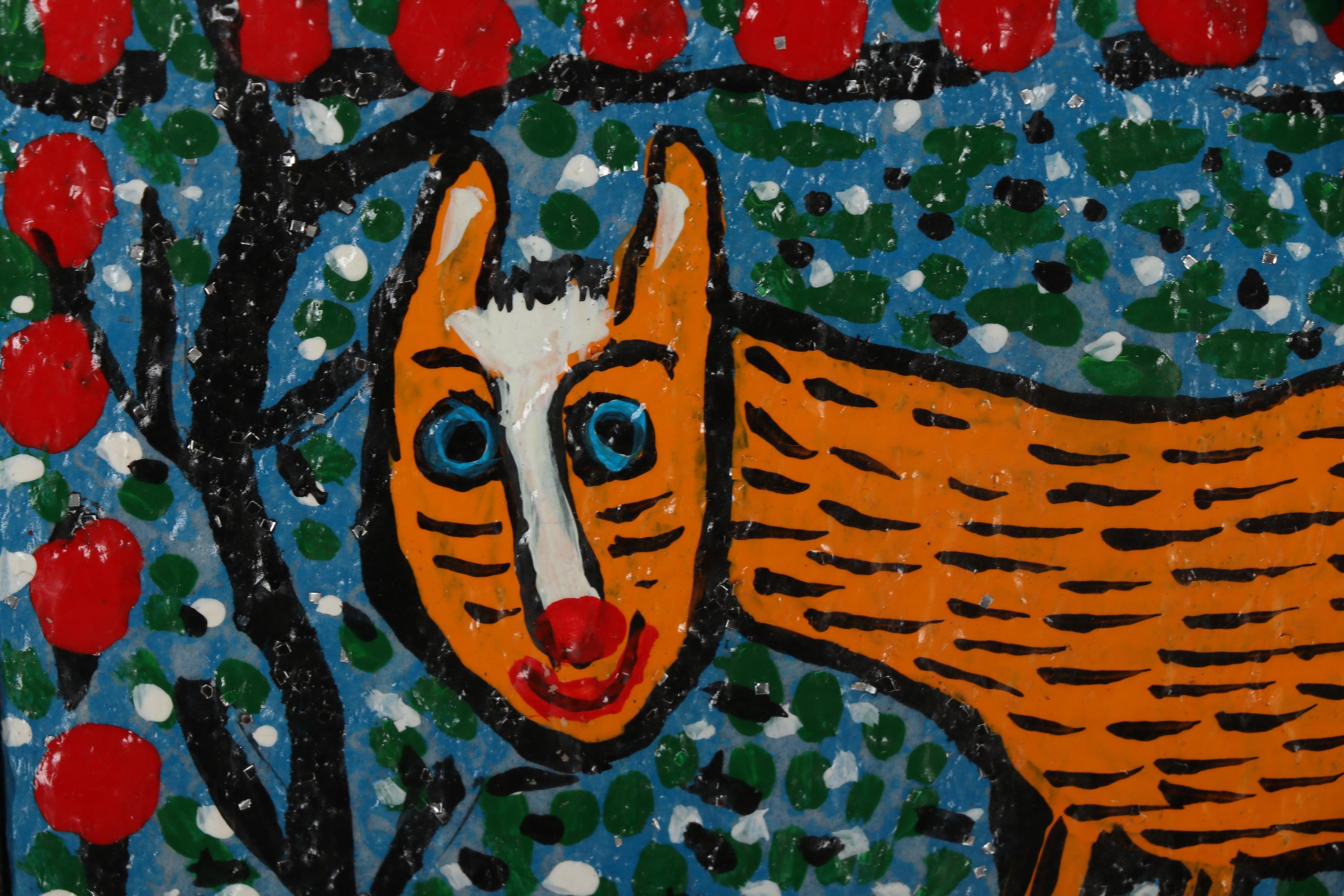 Geneva Beavers Acrylic Folk Painting "Dash", 1988