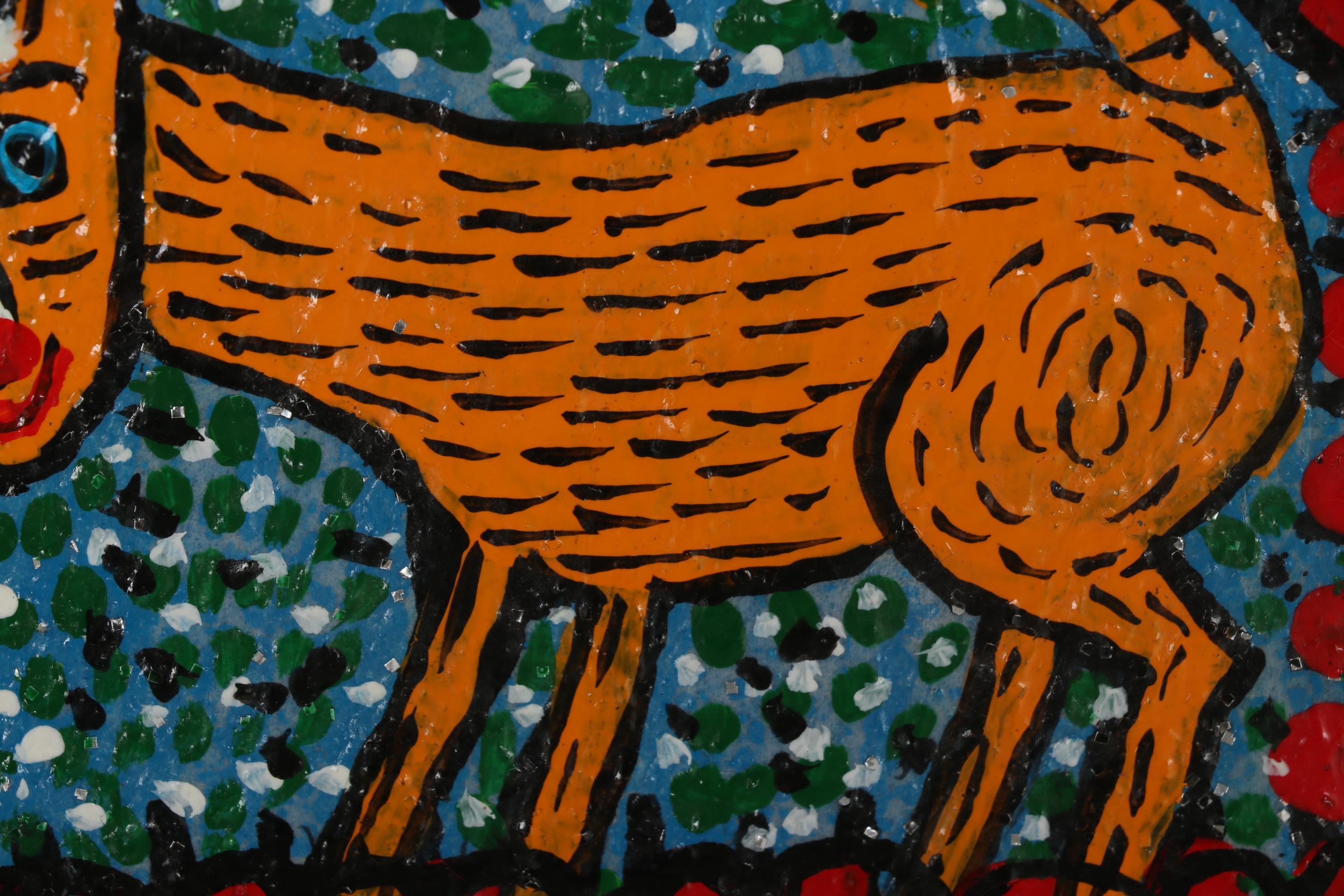 Geneva Beavers Acrylic Folk Painting "Dash", 1988