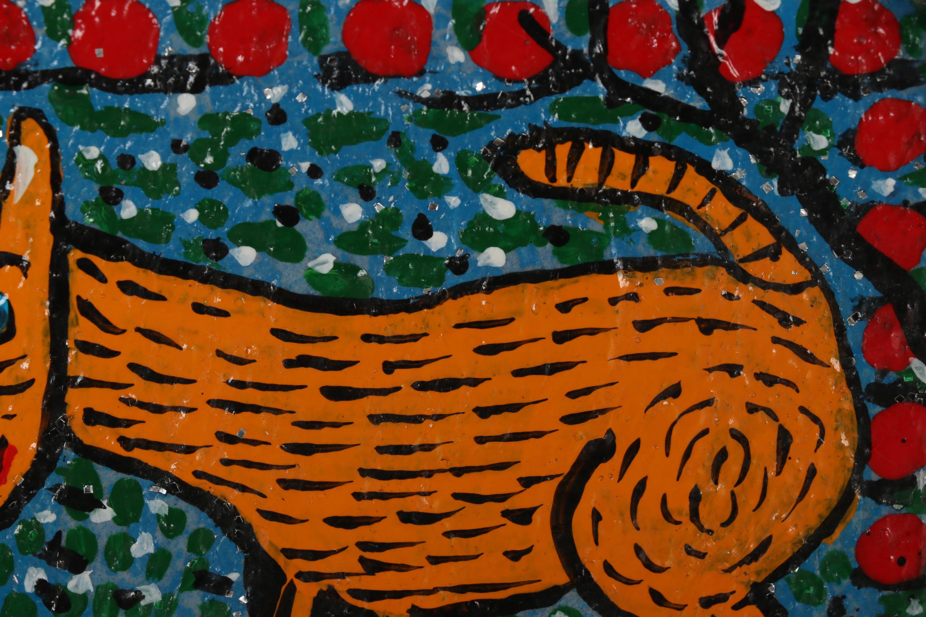 Geneva Beavers Acrylic Folk Painting "Dash", 1988