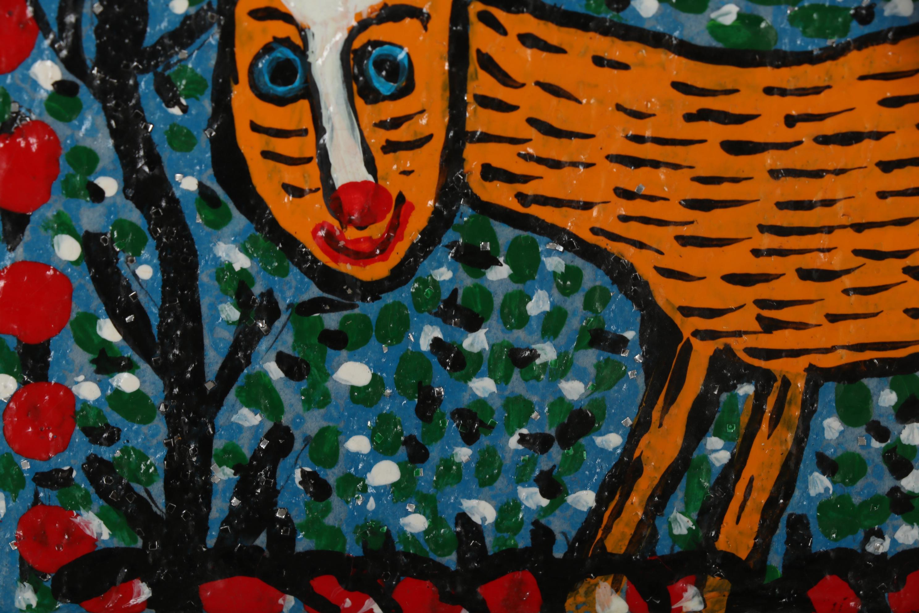 Geneva Beavers Acrylic Folk Painting "Dash", 1988