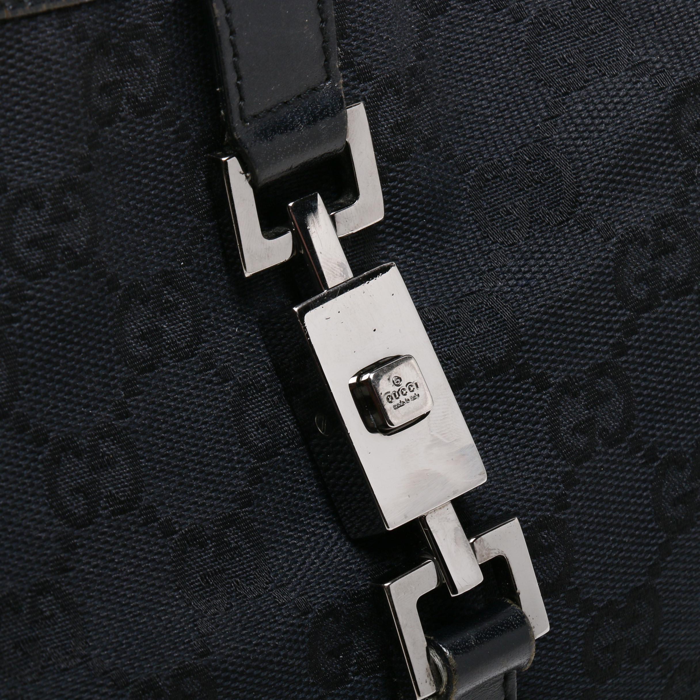 Gucci Black GG Canvas and Leather Jackie Bag