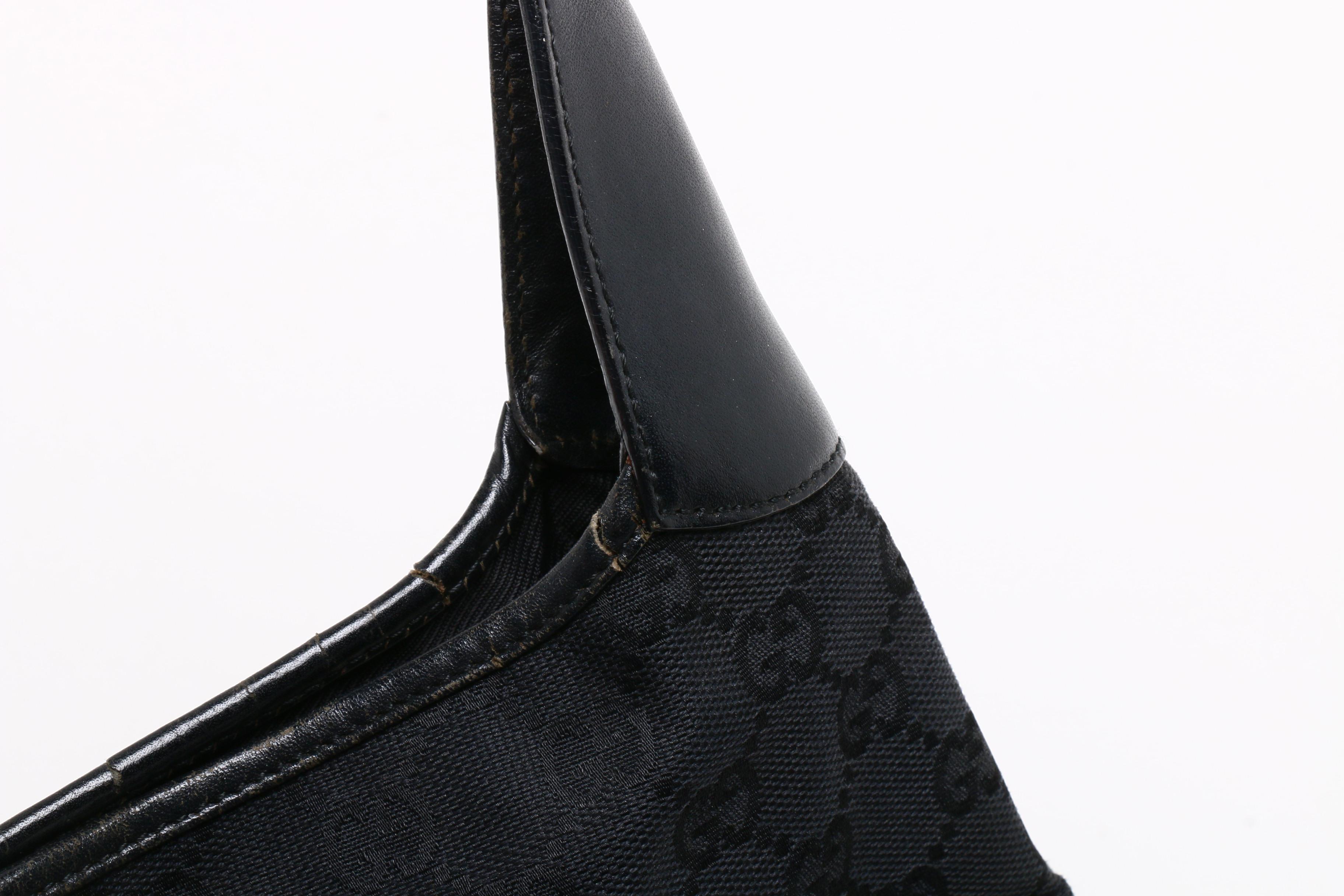 Gucci Black GG Canvas and Leather Jackie Bag