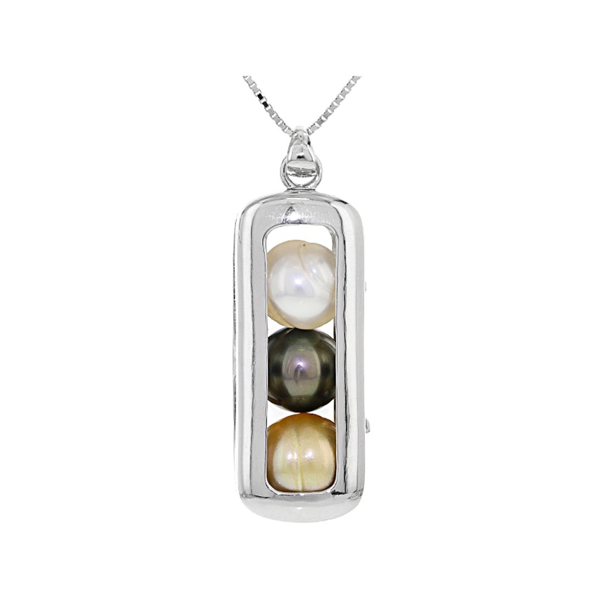 Sterling Silver Cultured Pearl Pendant with Chain