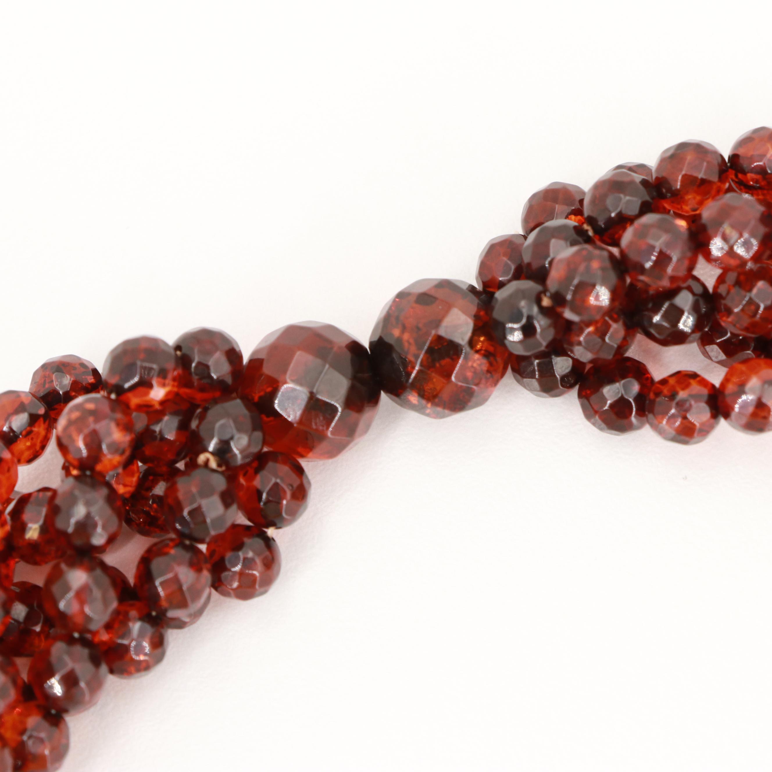Faceted Amber Beaded Multi-Strand Necklace with Graduating Colors