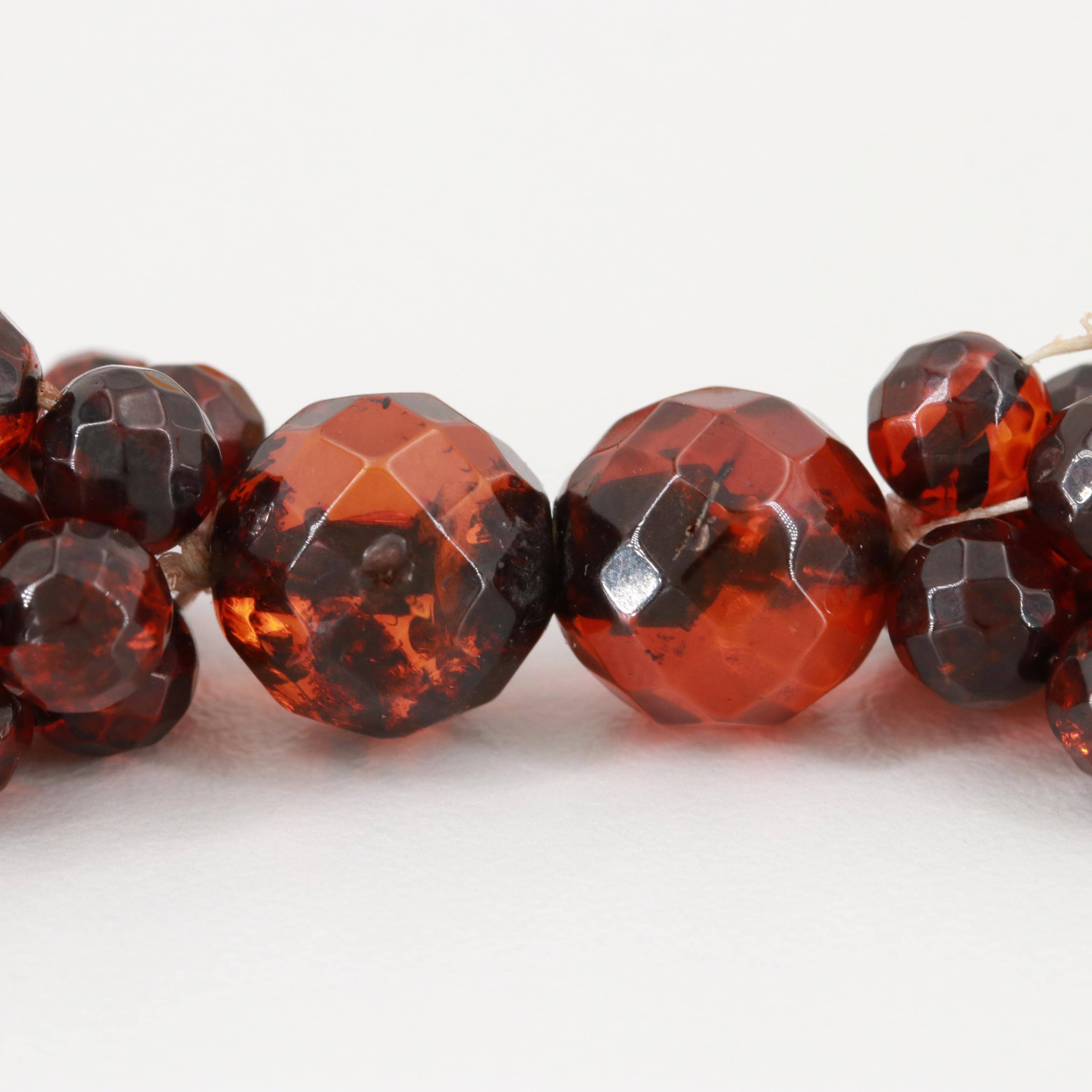 Faceted Amber Beaded Multi-Strand Necklace with Graduating Colors