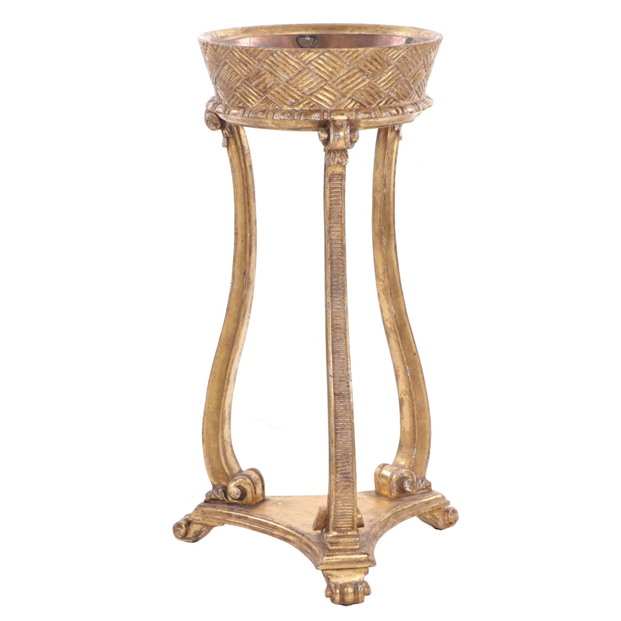 Regency Style Giltwood Wash Stand with Copper Basin, Contemporary