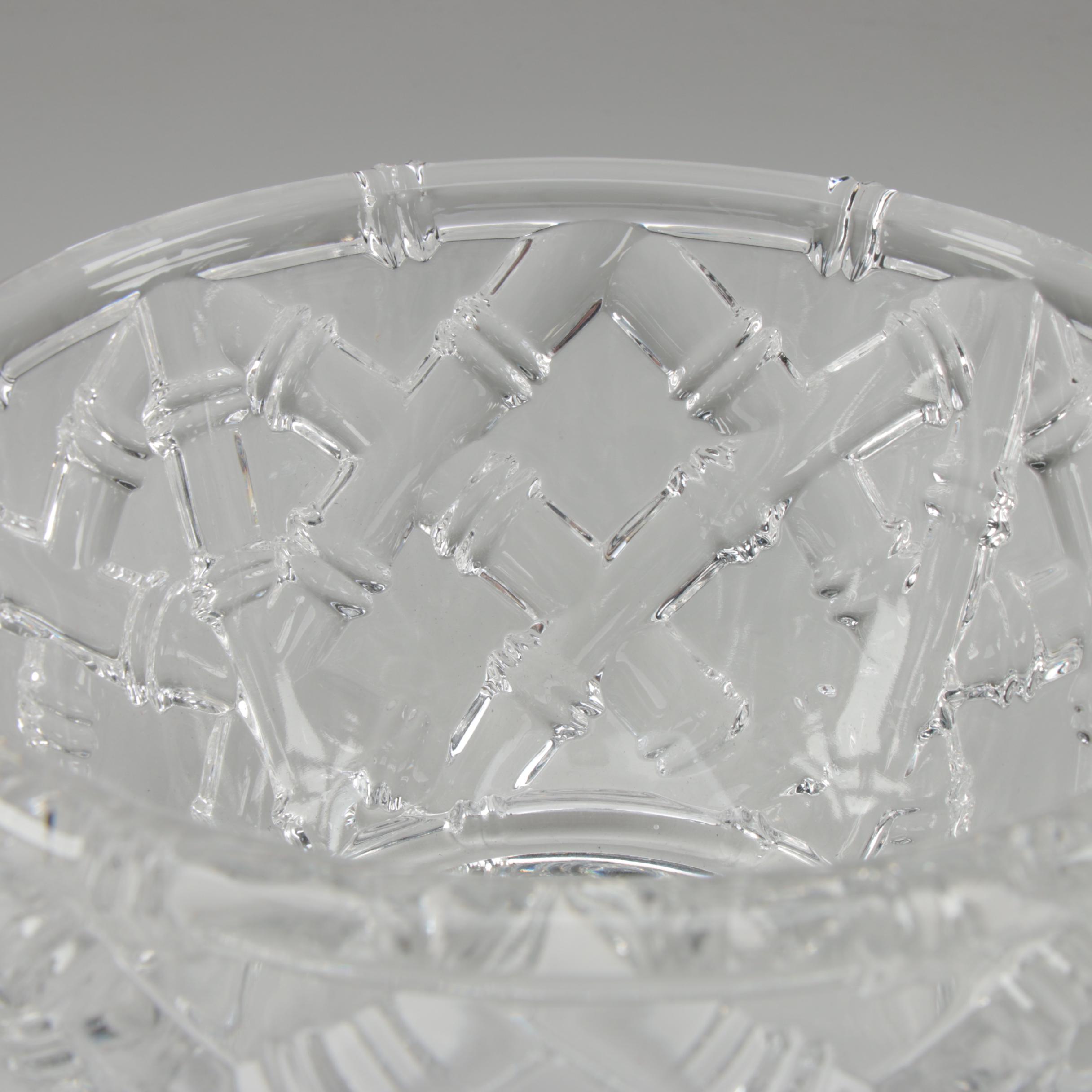 Tiffany & Co. "Bamboo" Crystal Bowl, Engraved 1999