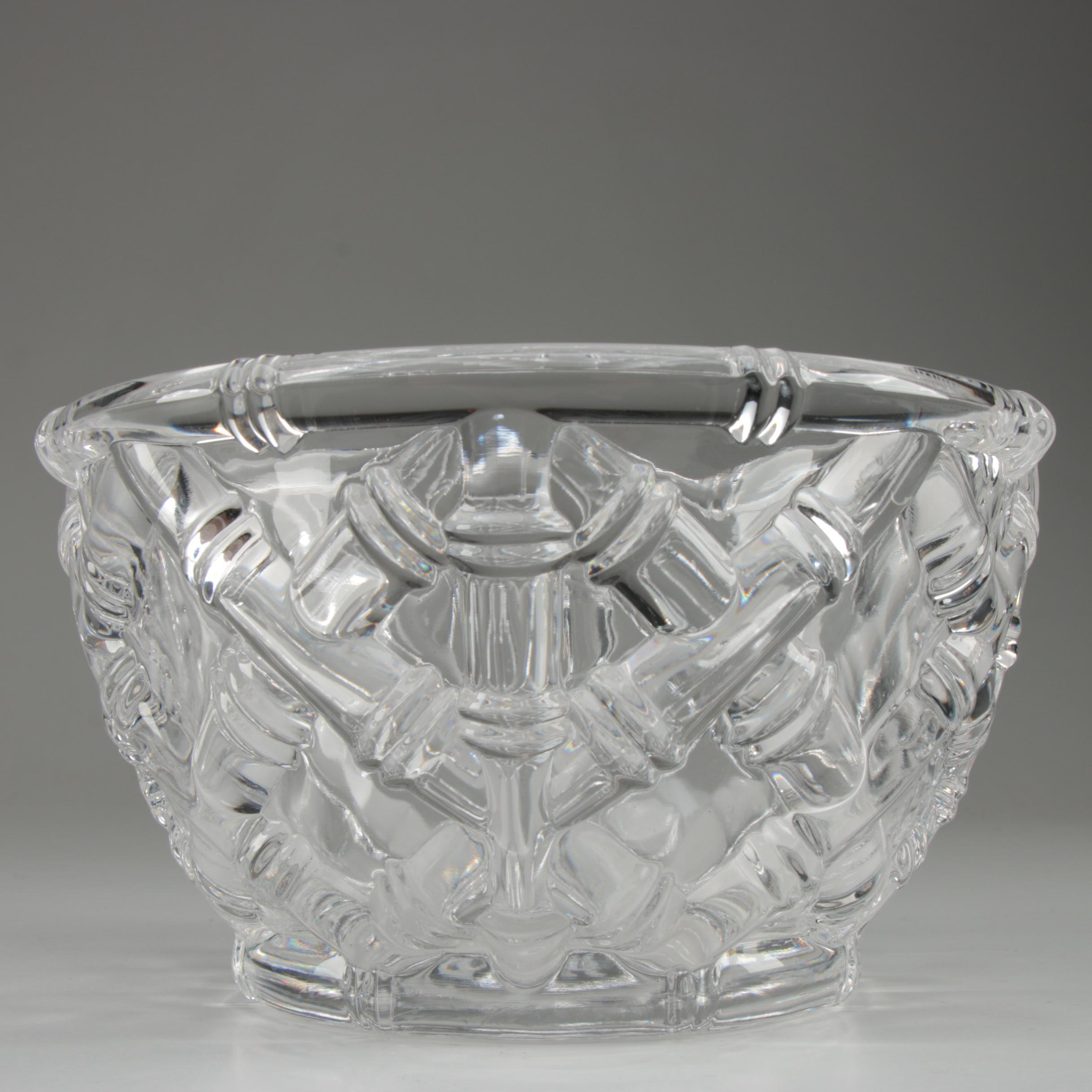Tiffany & Co. "Bamboo" Crystal Bowl, Engraved 1999