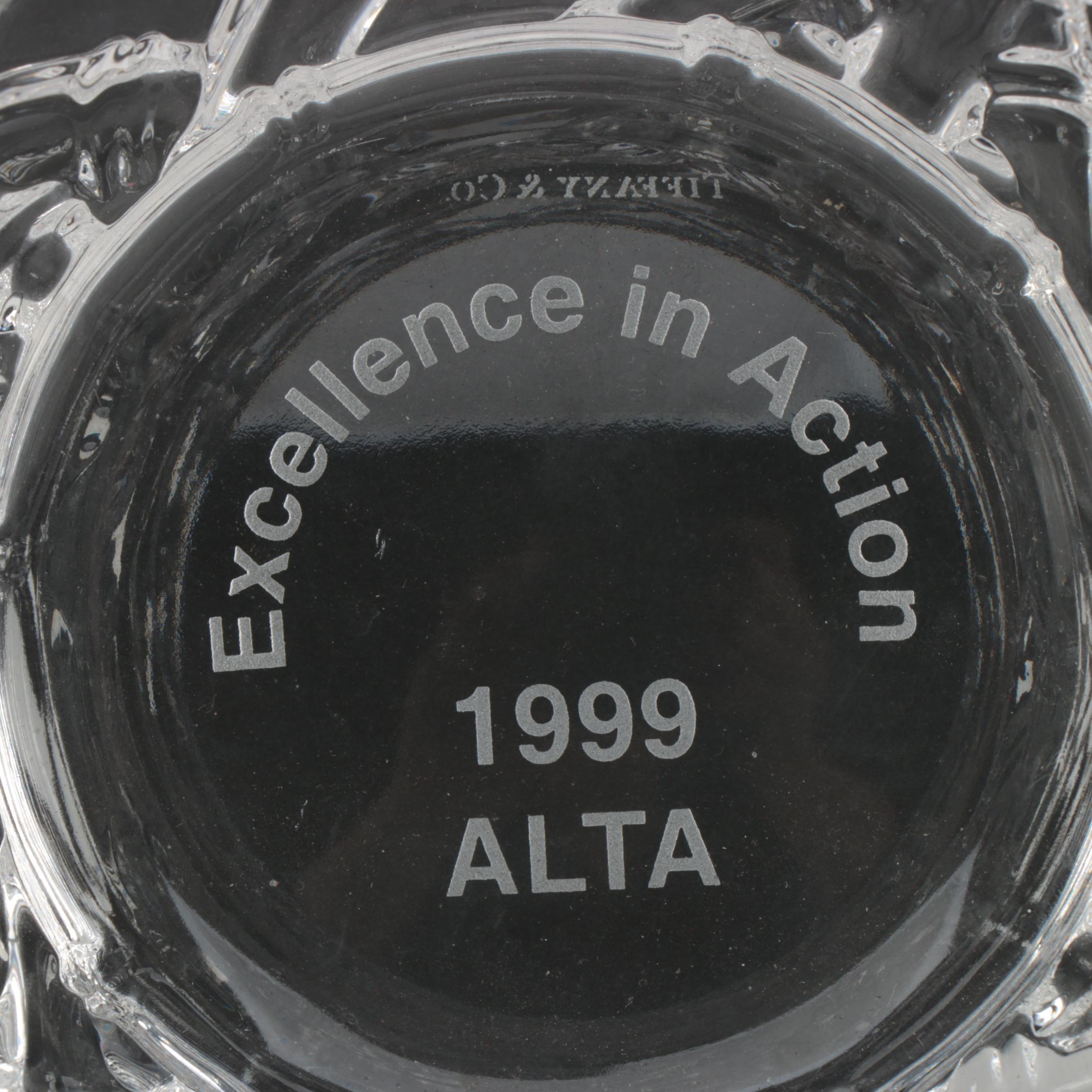 Tiffany & Co. "Bamboo" Crystal Bowl, Engraved 1999