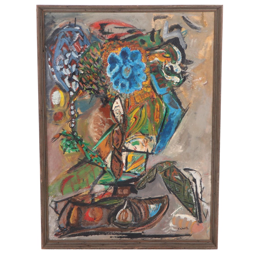 William Scher Abstract Still Life Oil Painting