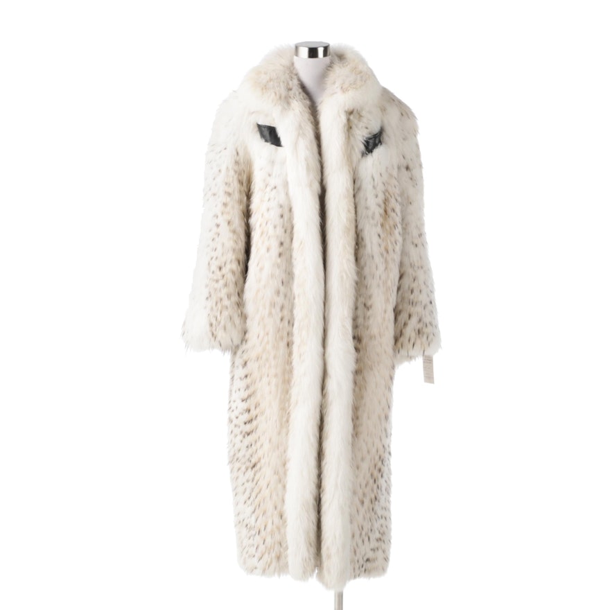Women's Pieced Natural Badger Fur and Norwegian White Fox Fur Coat