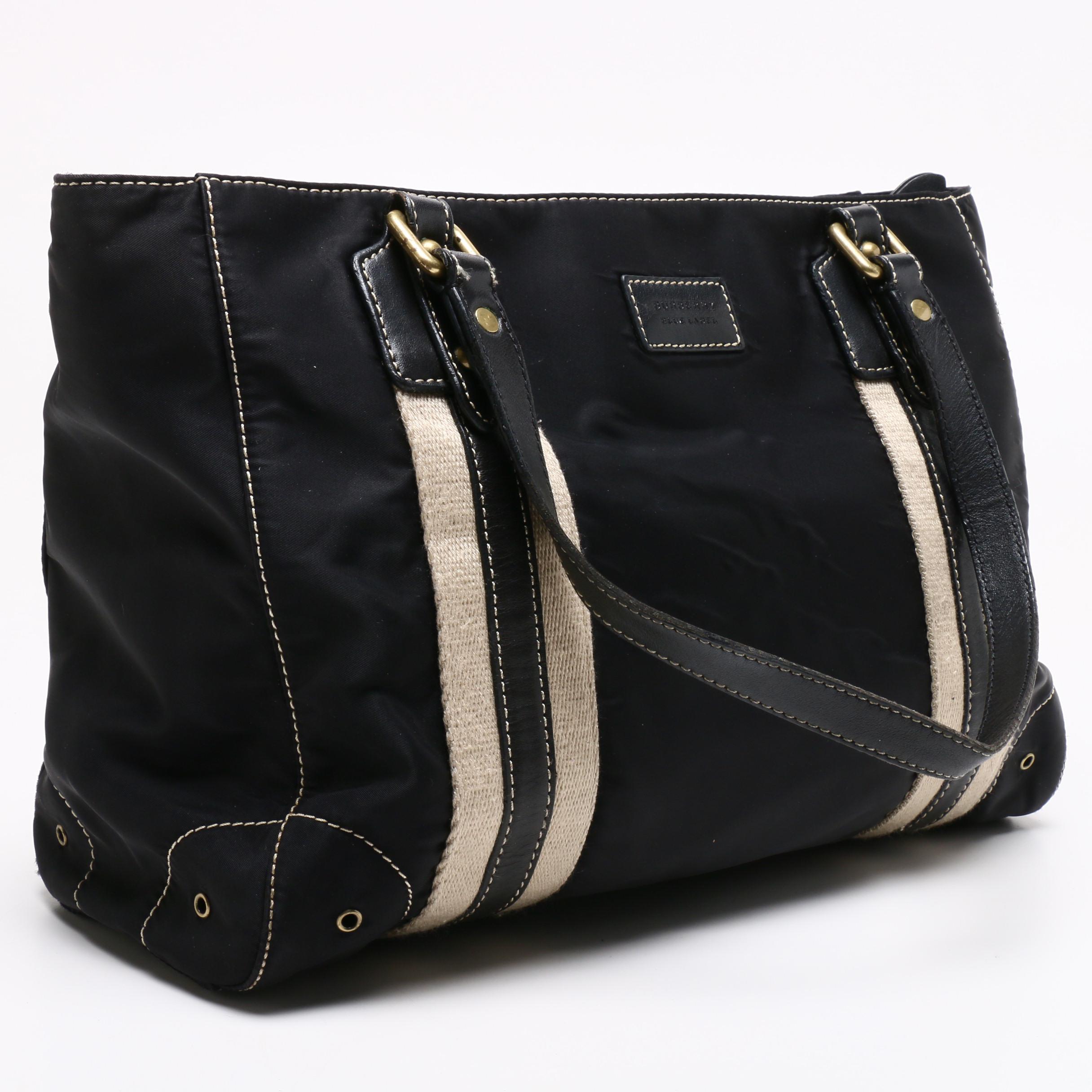 Burberry London Blue Label Black Nylon Tote