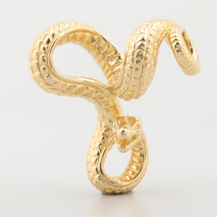 14K Yellow Gold Snake Slide Pendant