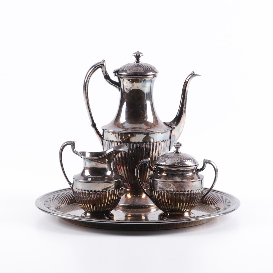 Crescent Silver Plate Tea Set and Tray