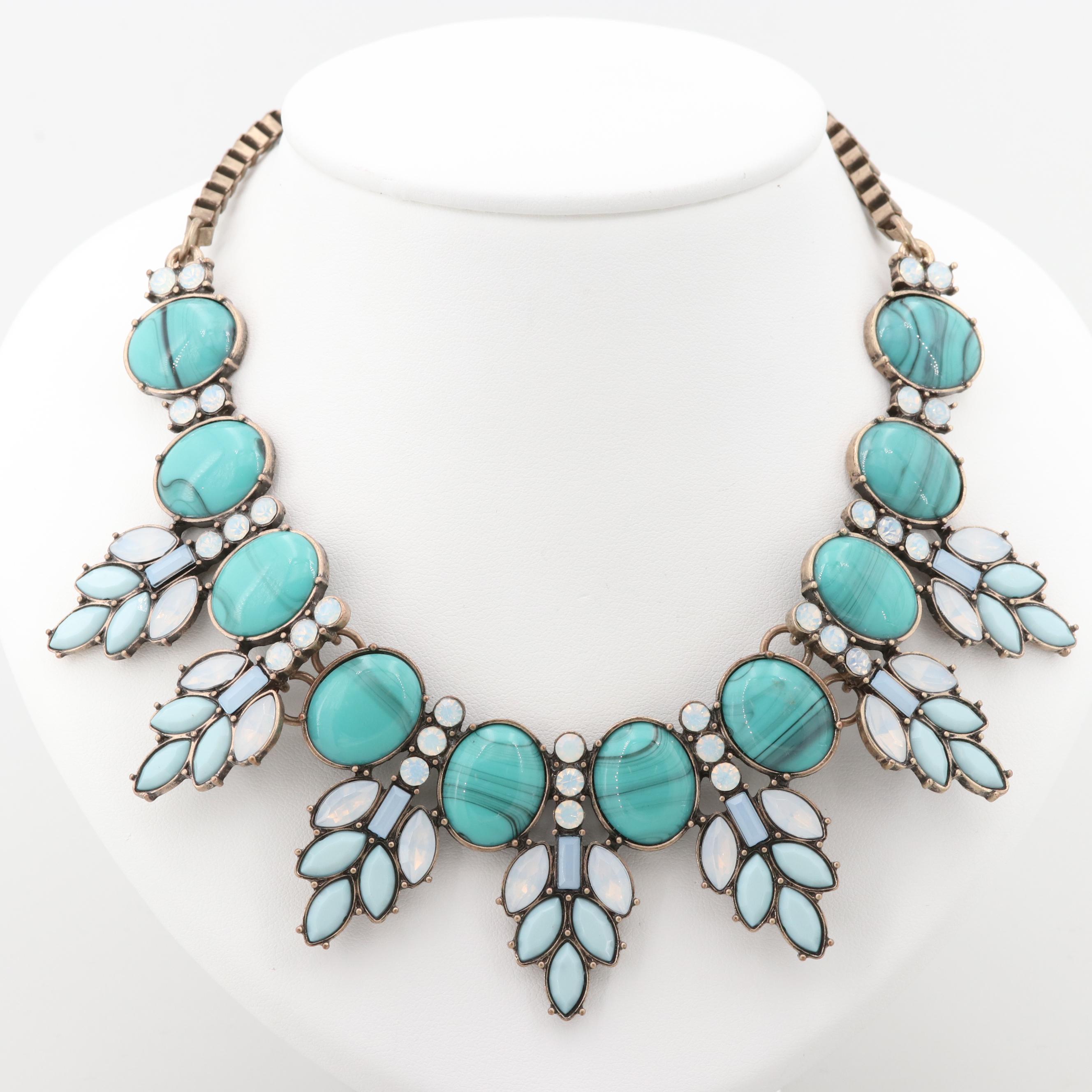 Costume Imitation Gemstone Bibb Necklace