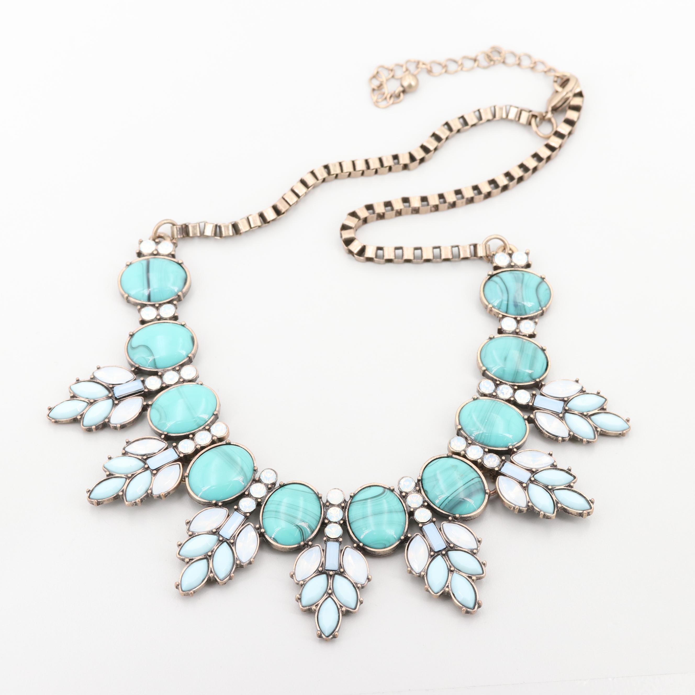 Costume Imitation Gemstone Bibb Necklace