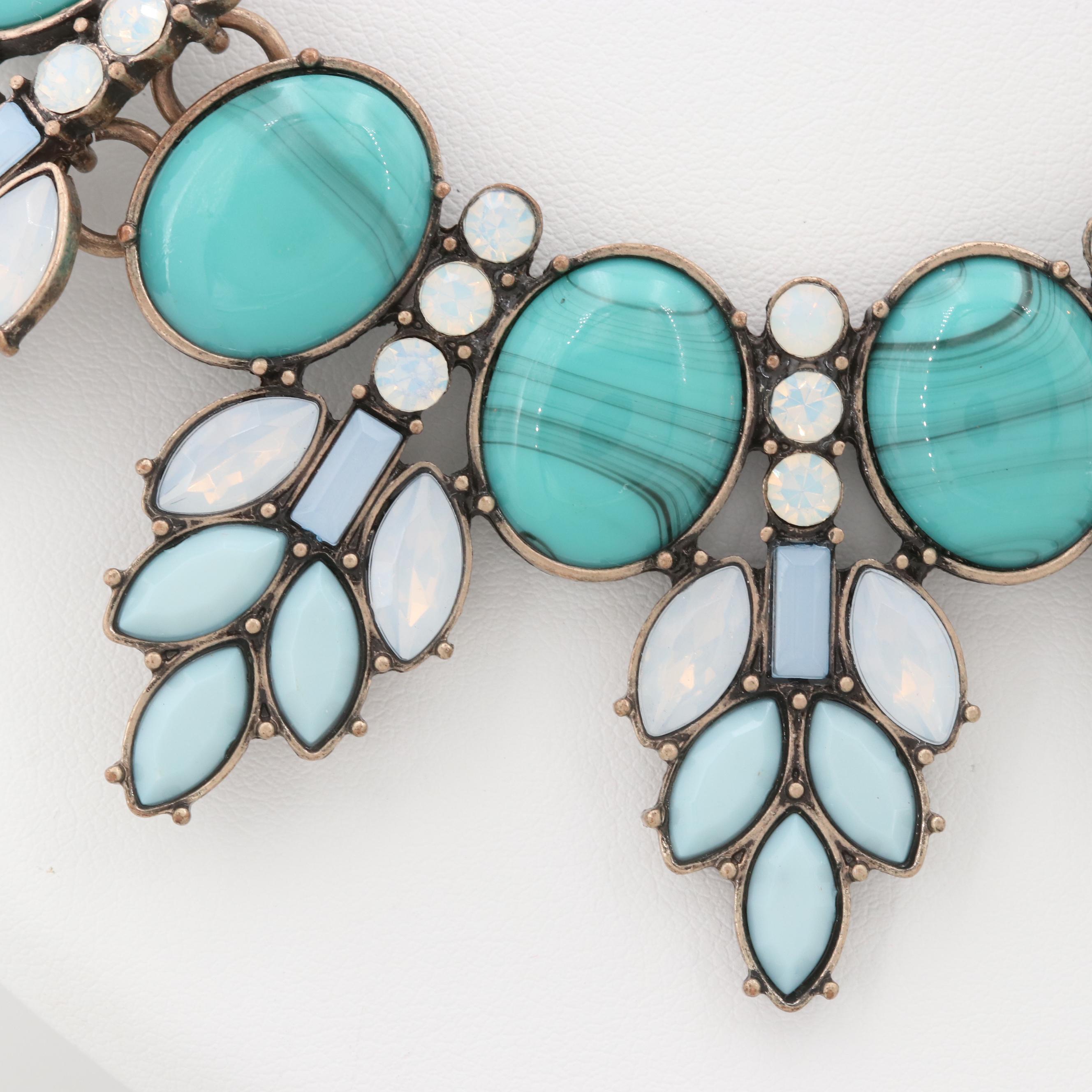 Costume Imitation Gemstone Bibb Necklace