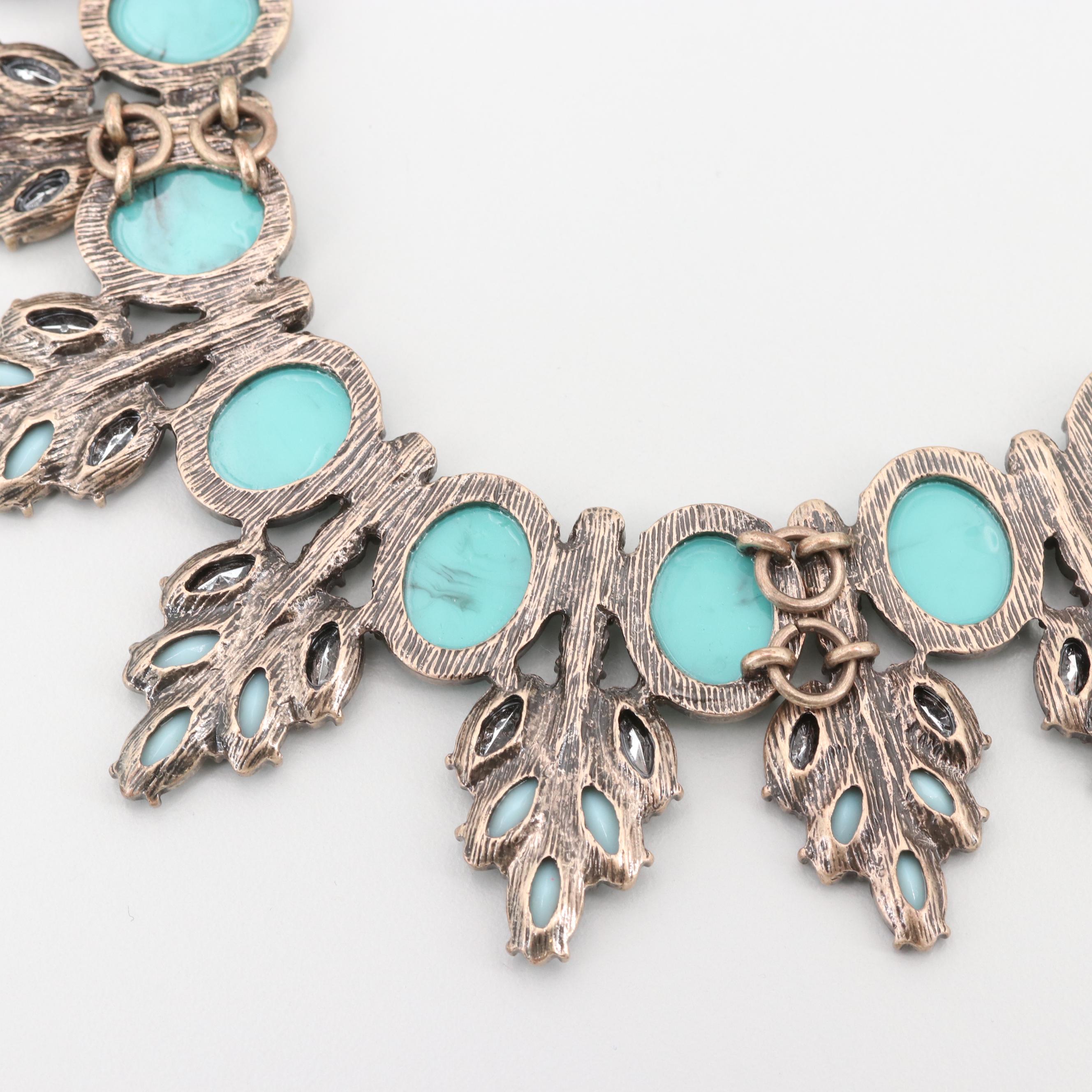 Costume Imitation Gemstone Bibb Necklace