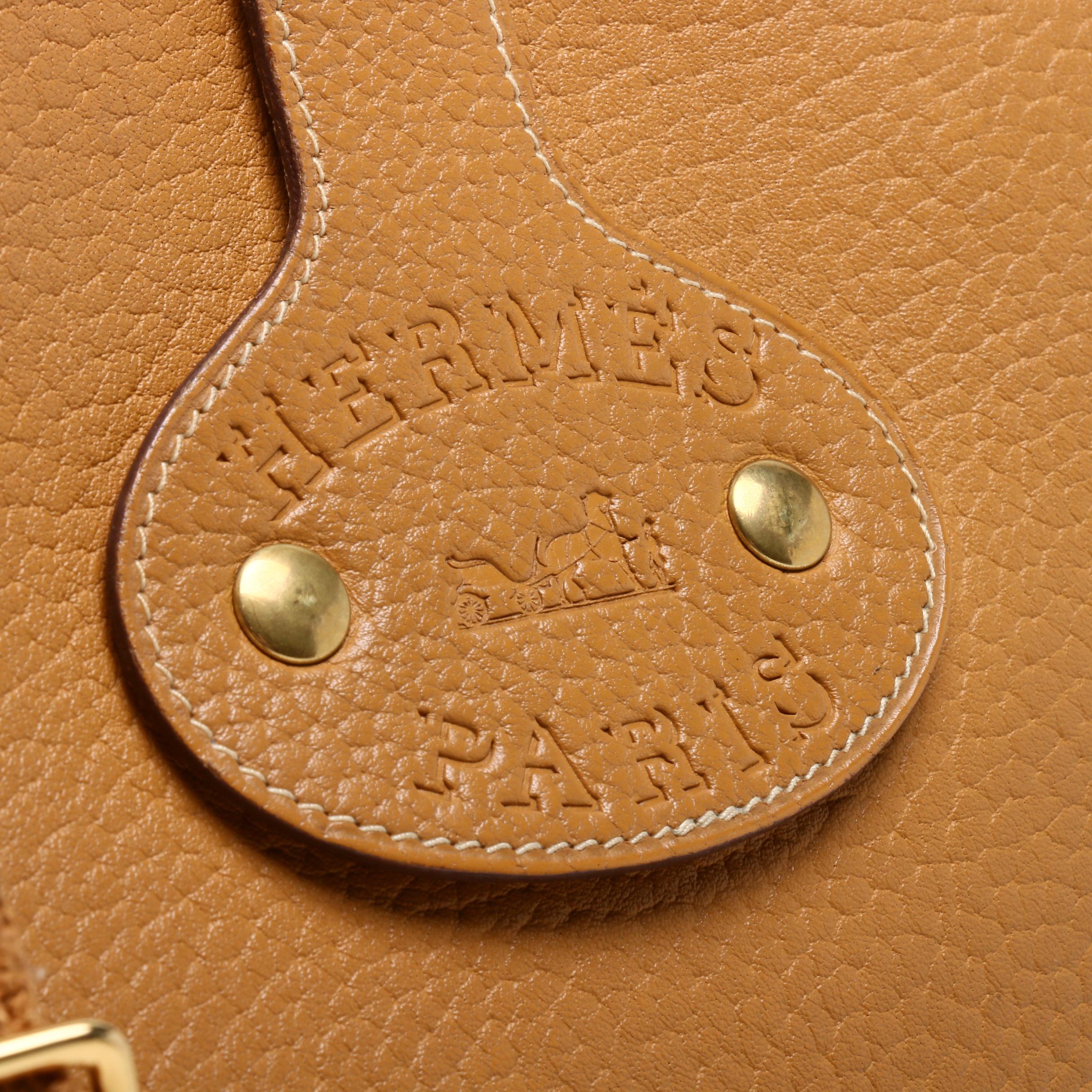Hermès Paris Tan Clemence Leather Saddle Bag