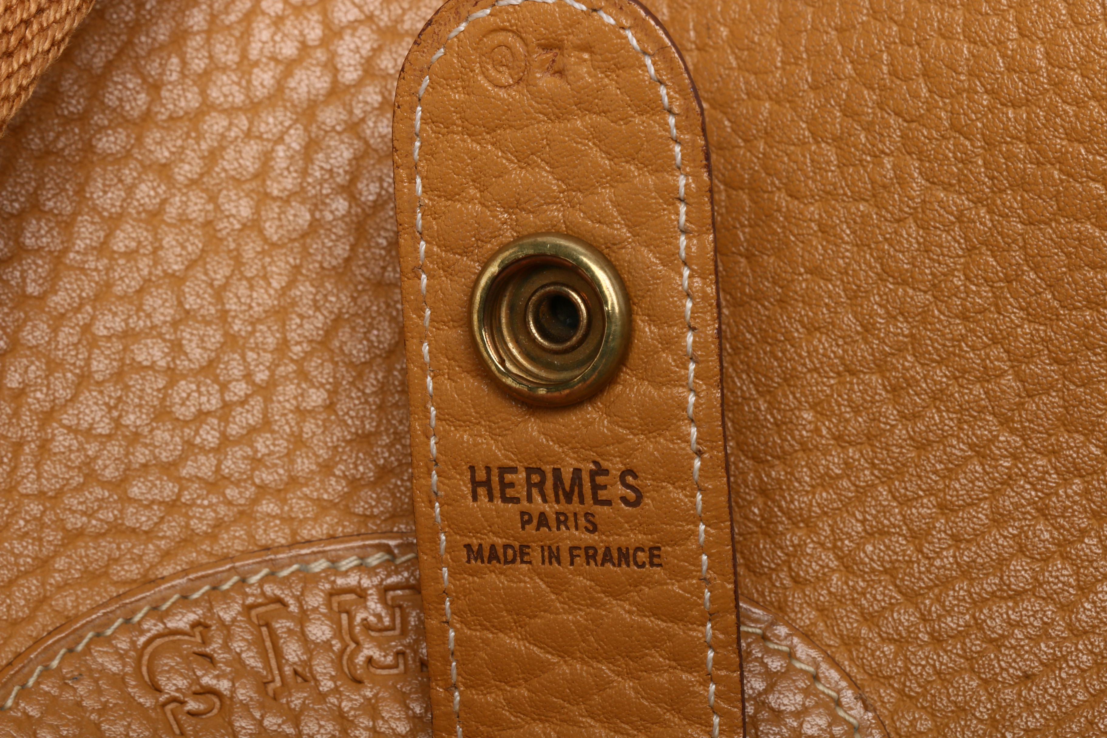 Hermès Paris Tan Clemence Leather Saddle Bag