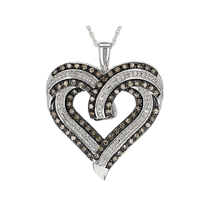 Diamond Sterling Silver Pendant with Chain