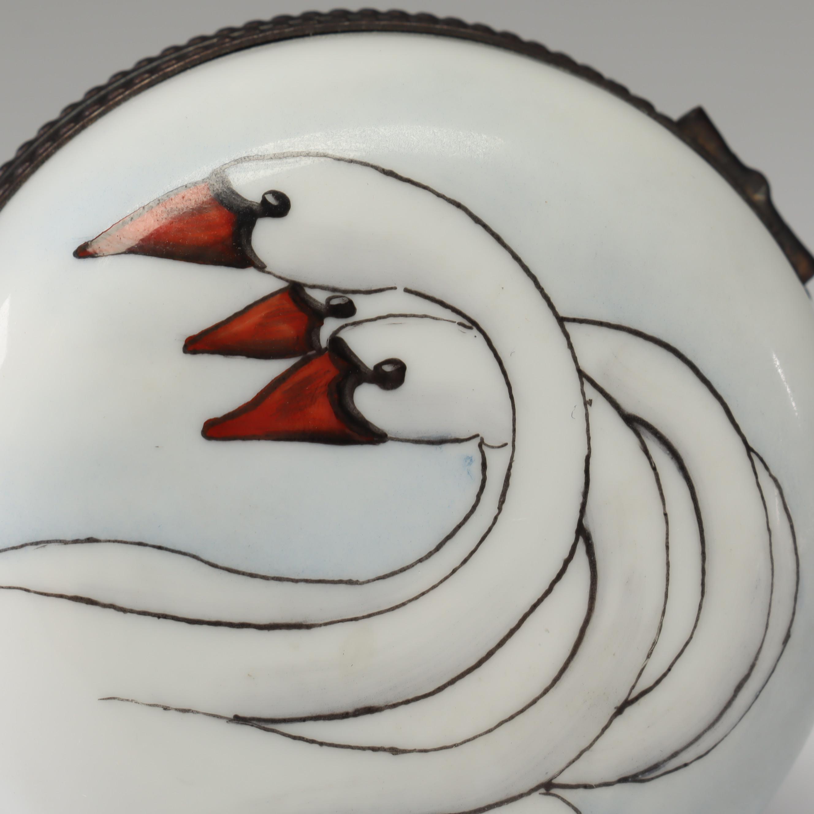 Rochard Hand-Painted Limoges Porcelain Swan Trinket Box