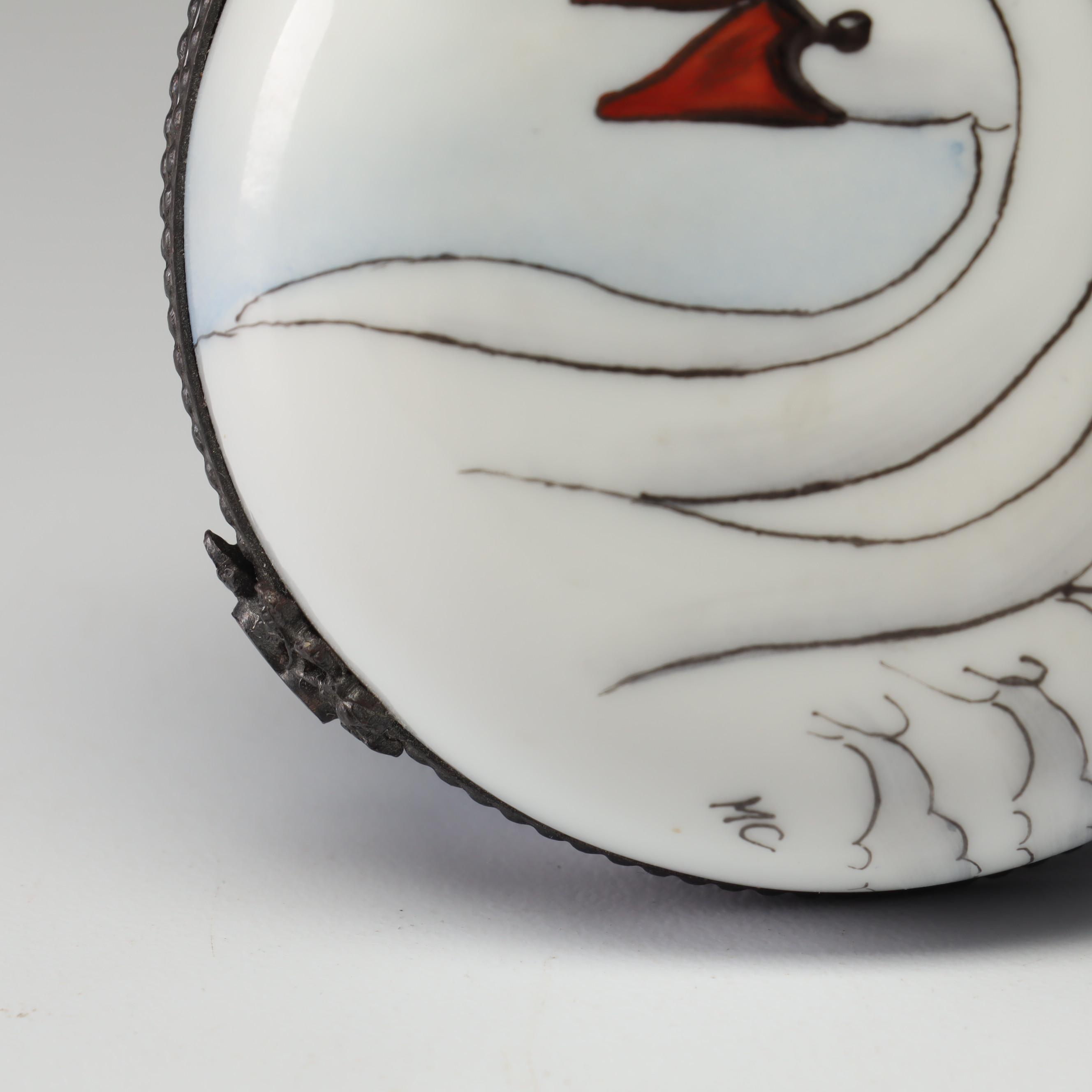 Rochard Hand-Painted Limoges Porcelain Swan Trinket Box