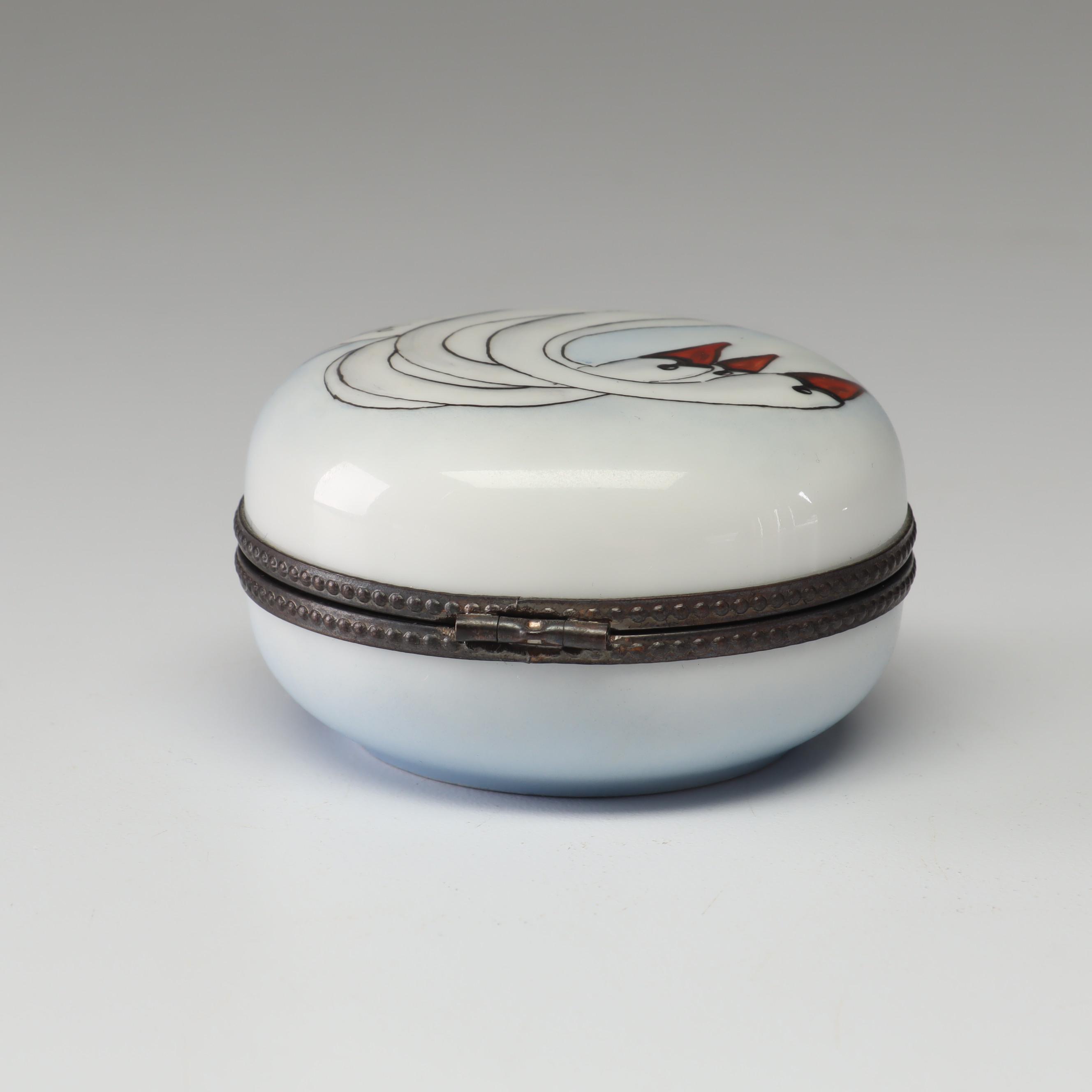 Rochard Hand-Painted Limoges Porcelain Swan Trinket Box