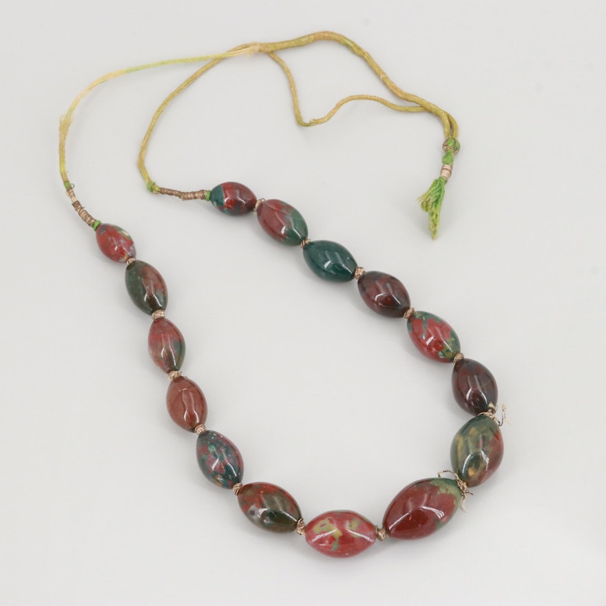 Hand Knotted Jasper Beaded Necklace