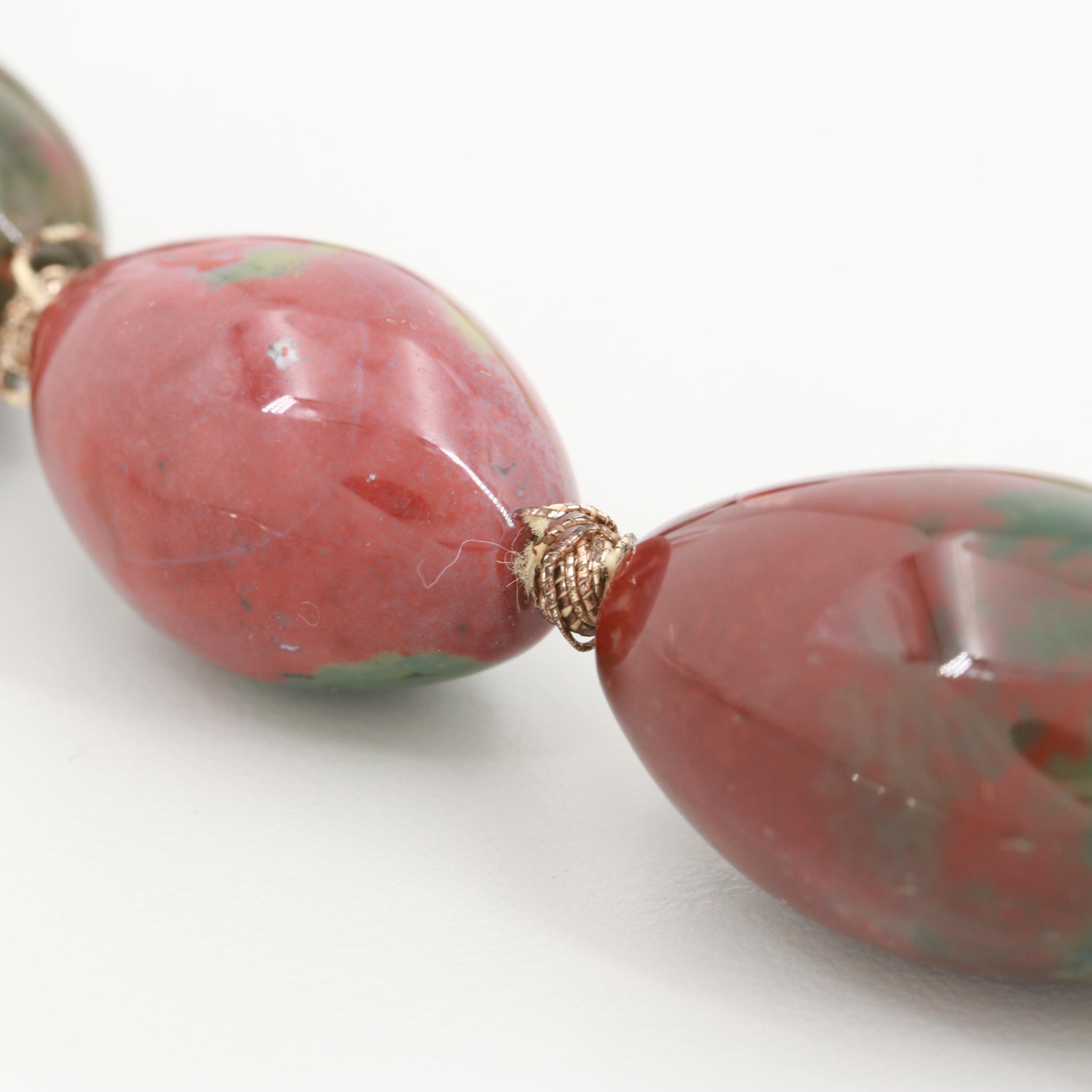 Hand Knotted Jasper Beaded Necklace