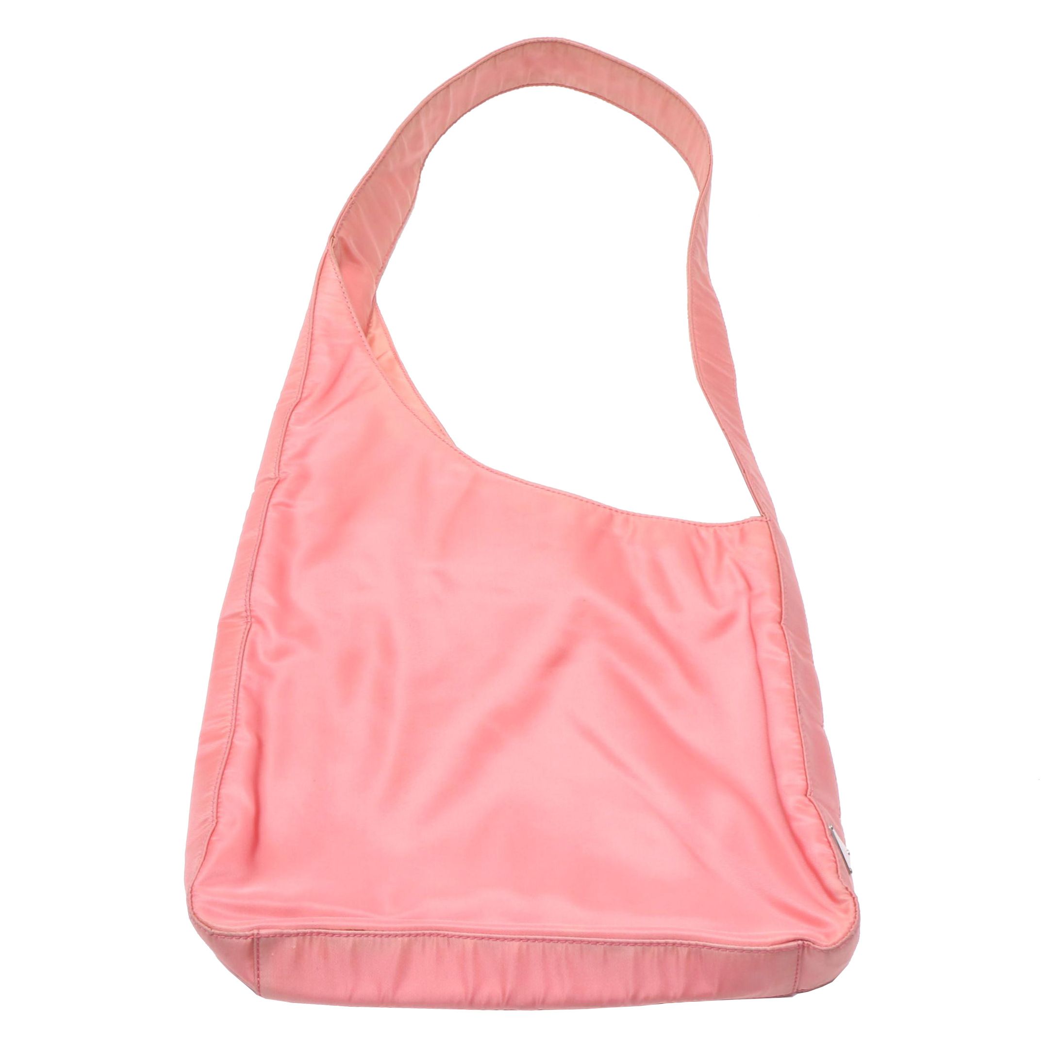 Prada Light Pink Tessuto Nylon Asymmetrical Shoulder Bag