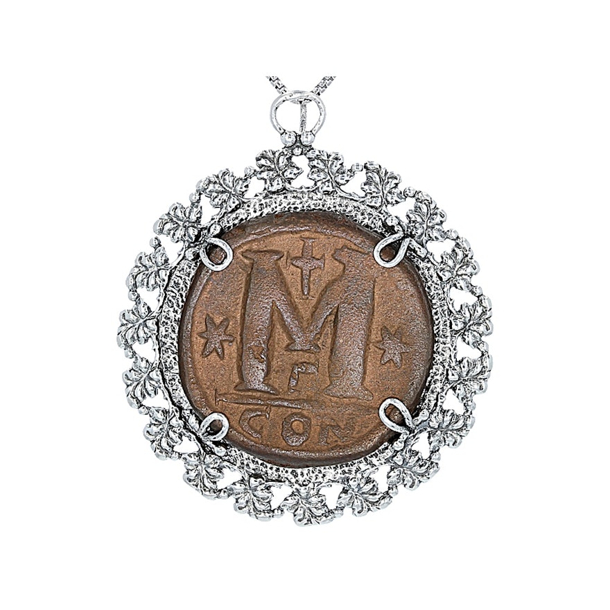 Coin Sterling Silver Pendant with Chain